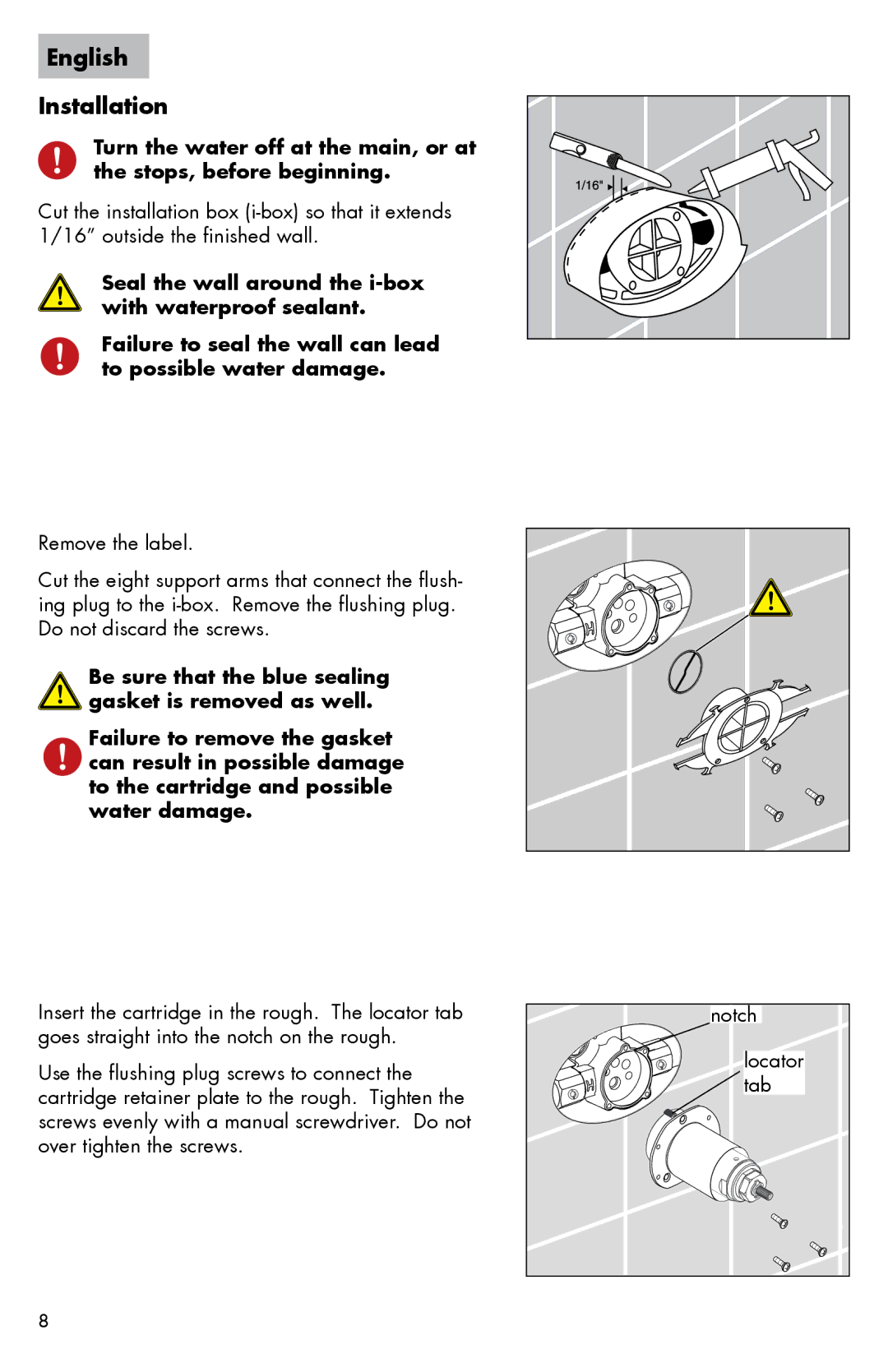 Axor 0607XX0 installation instructions English Installation 