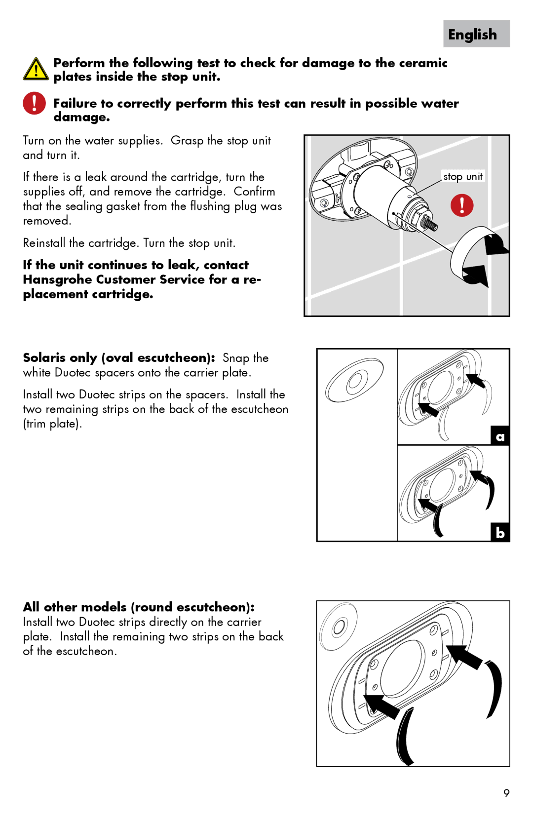 Axor 0607XX0 installation instructions Stop unit 