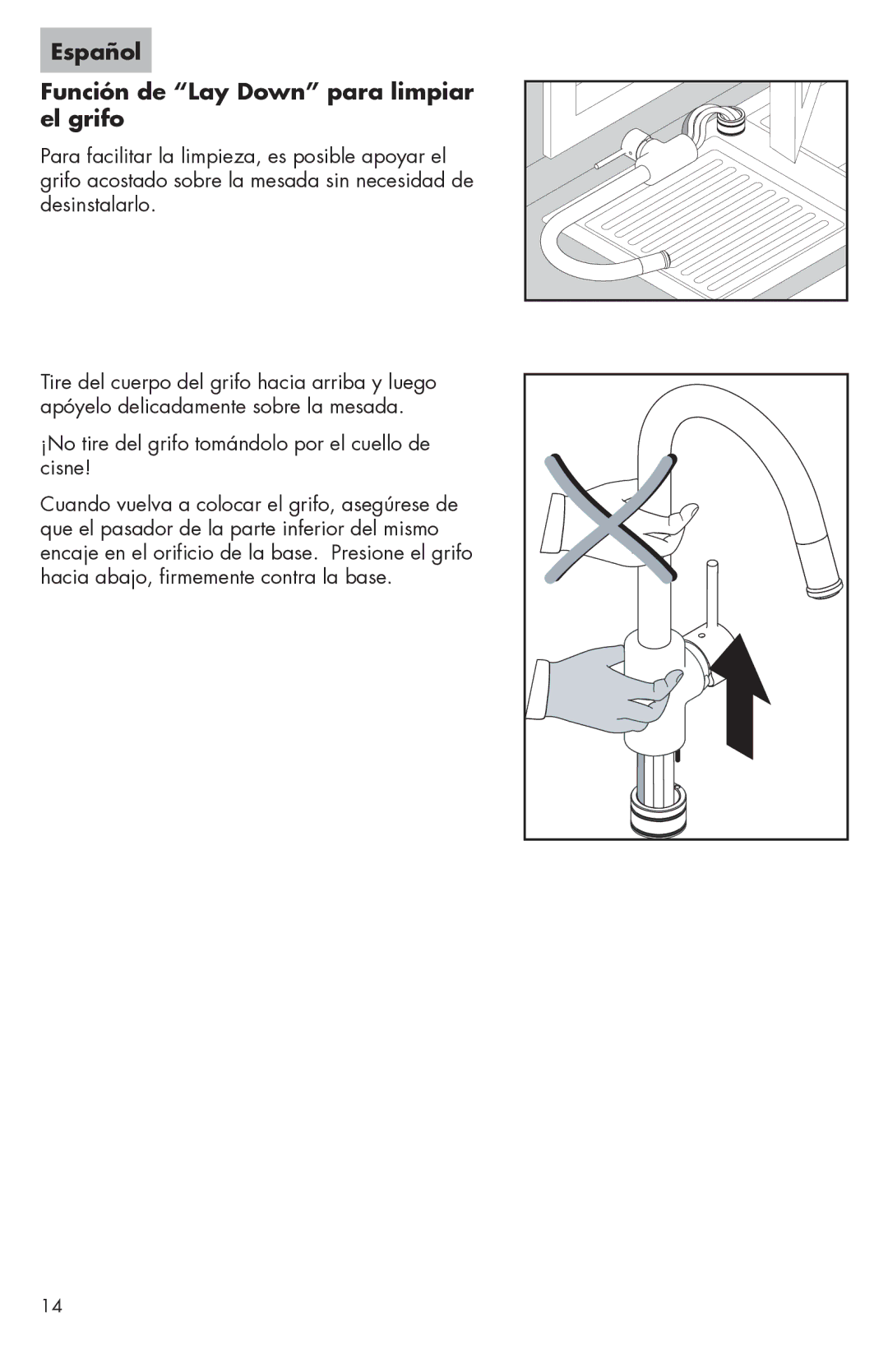 Axor 0667XX0, 06697XX0, 06698XX0, 06675XX0, 06695XX0, 06801XX0, 0680XX0 Español Función de Lay Down para limpiar el grifo 