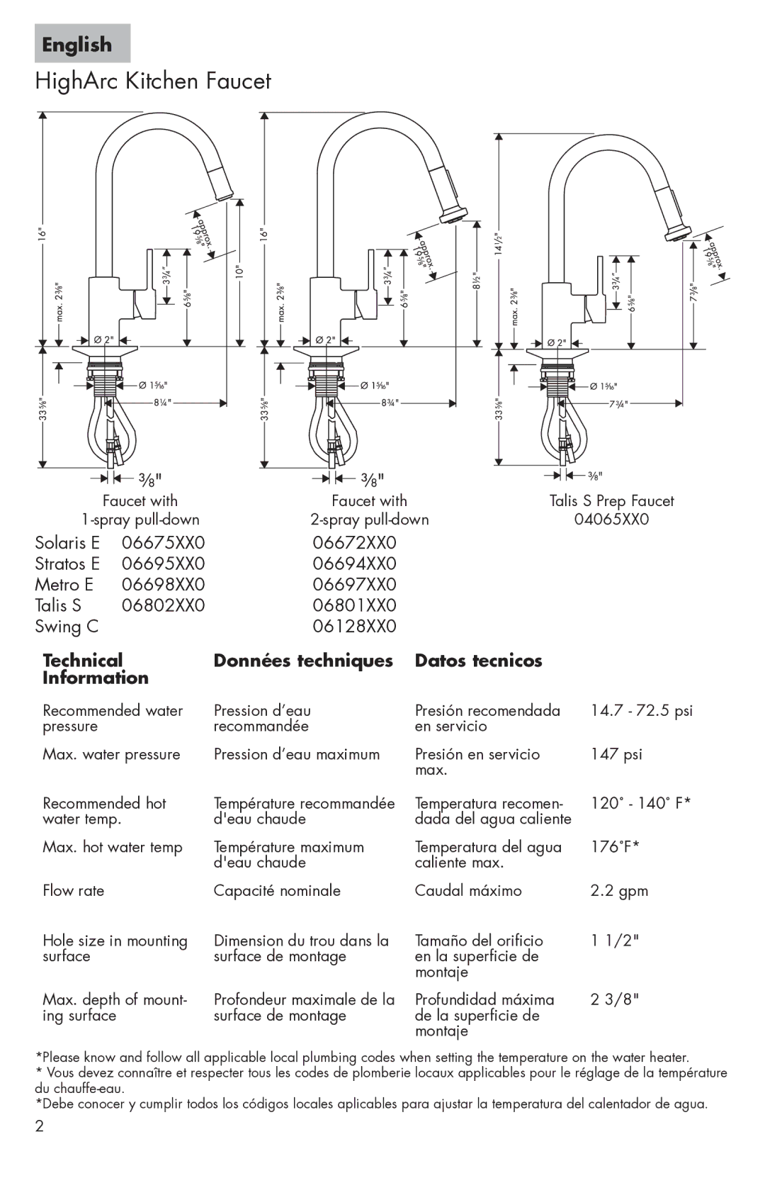 Axor 06675XX0, 06697XX0, 06698XX0, 06695XX0, 06801XX0, 0667XX0, 0680XX0, 06694XX0, 0618XX0 HighArc Kitchen Faucet, English 