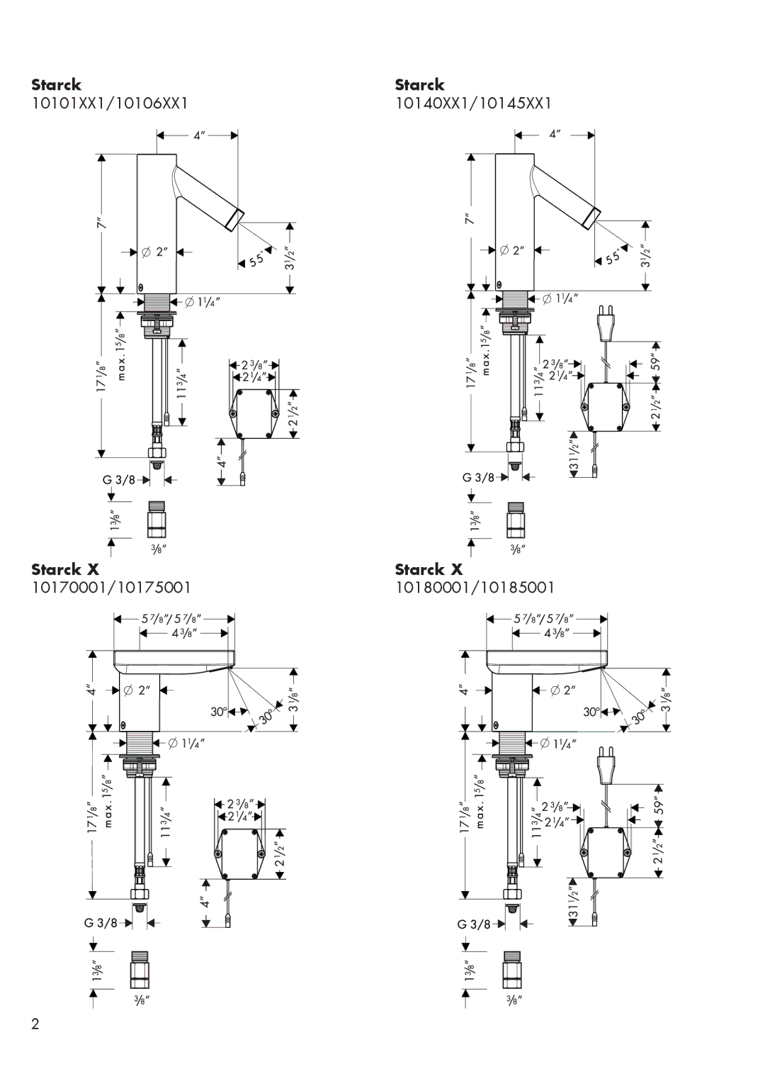 Axor 10180001, 10106XX1, 10175001, 10101XX1, 10185001, 10140XX1, 10170001, 10145XX1 installation instructions 