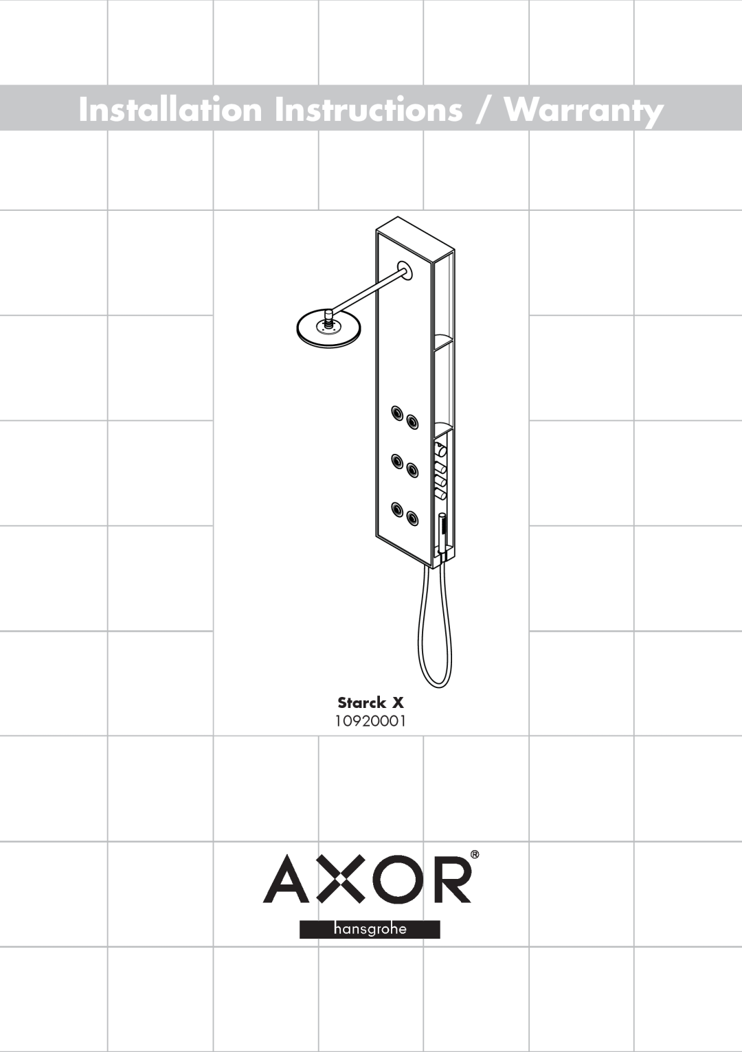 Axor 10920001 installation instructions Installation Instructions / Warranty, Starck 