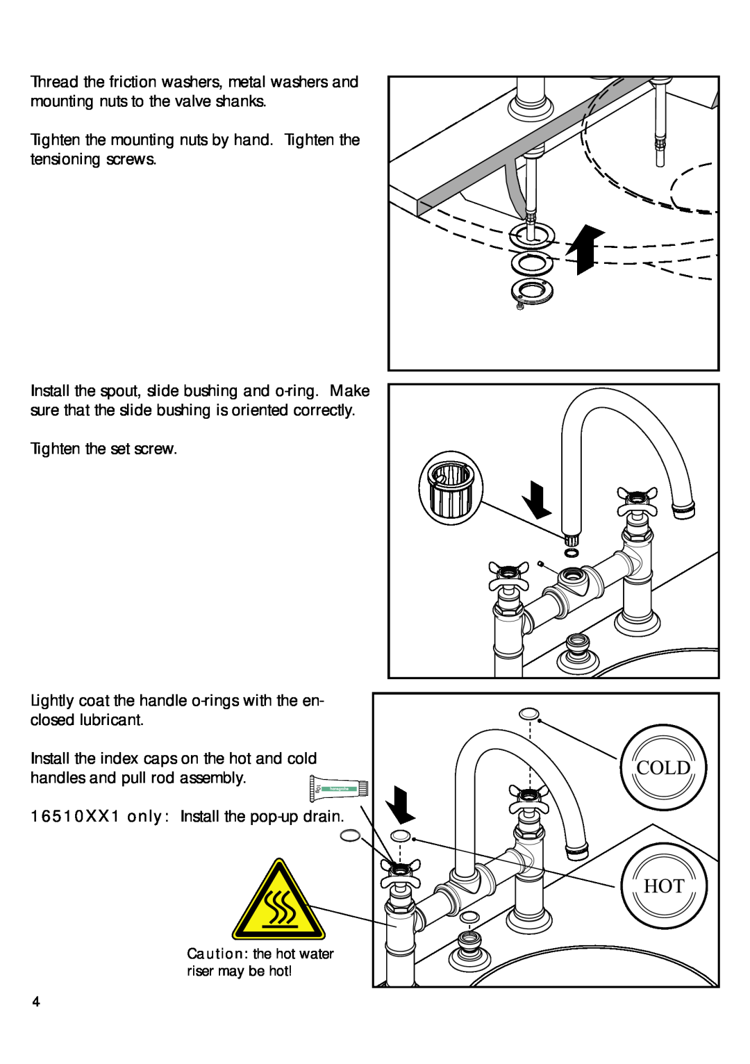 Axor 16510XX1, 16803XX1 installation instructions Tighten the mounting nuts by hand. Tighten the tensioning screws 