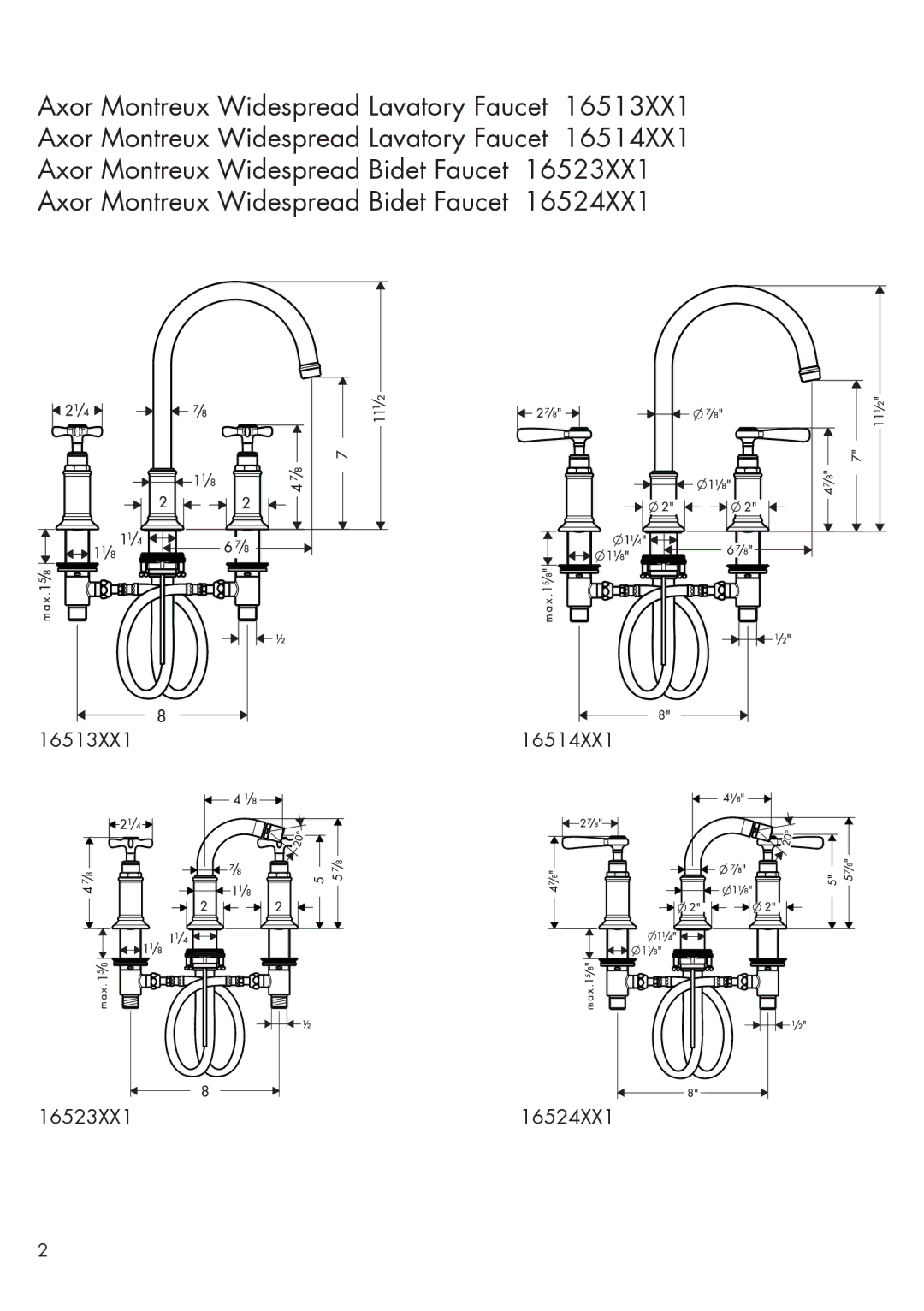 Axor installation instructions 16513XX1 16514XX1 16523XX1 16524XX1 