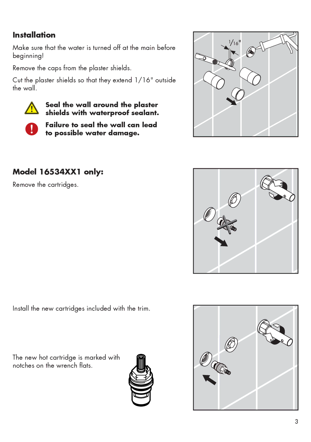 Axor installation instructions Installation, Model 16534XX1 only 