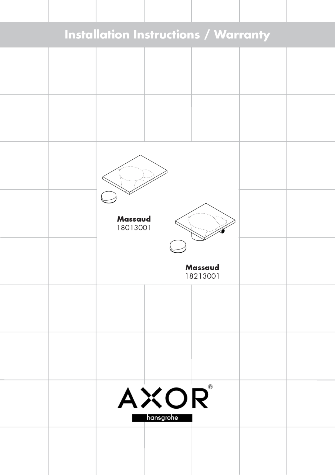 Axor 18013001 installation instructions Massaud, Installation Instructions / Warranty 