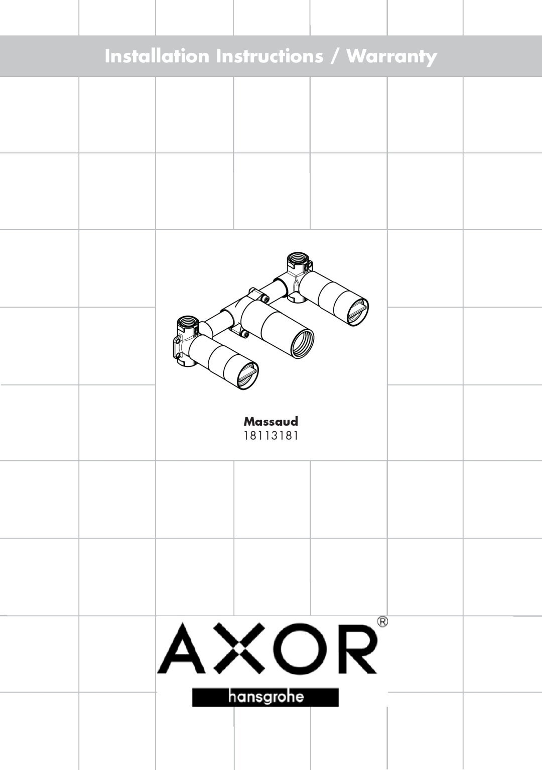 Axor 18113181 installation instructions Installation Instructions / Warranty, Massaud 