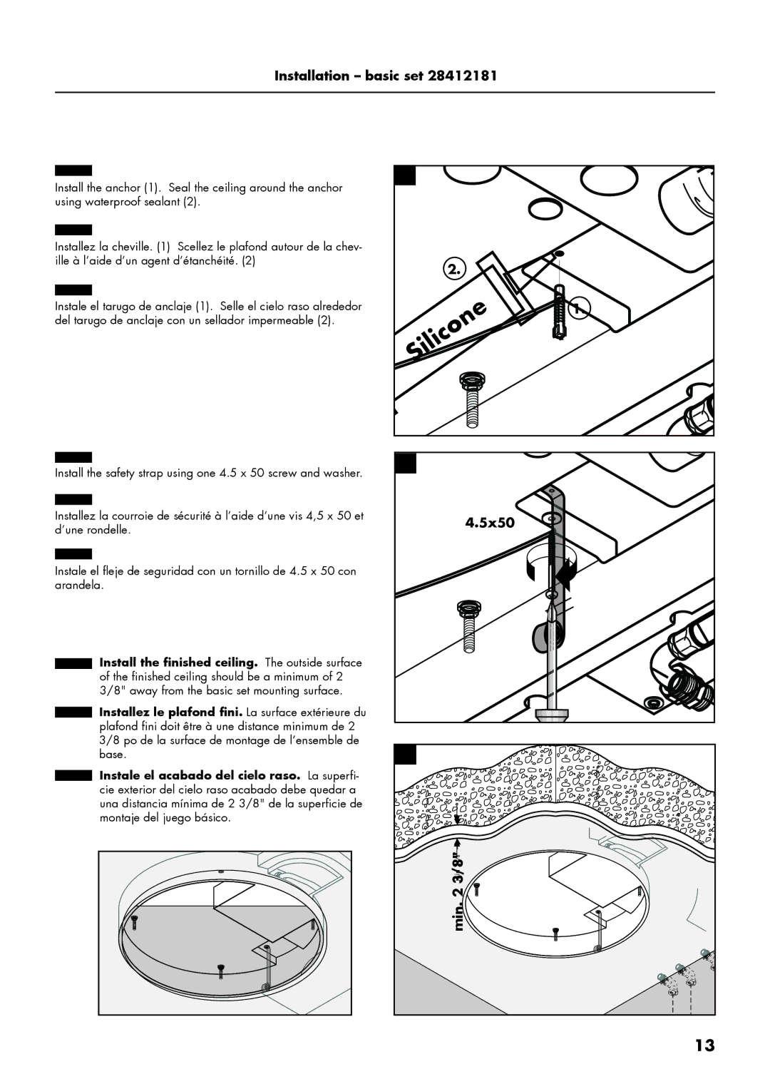 Axor 28412181, 28403001 installation instructions 5x50, Min 3/8 