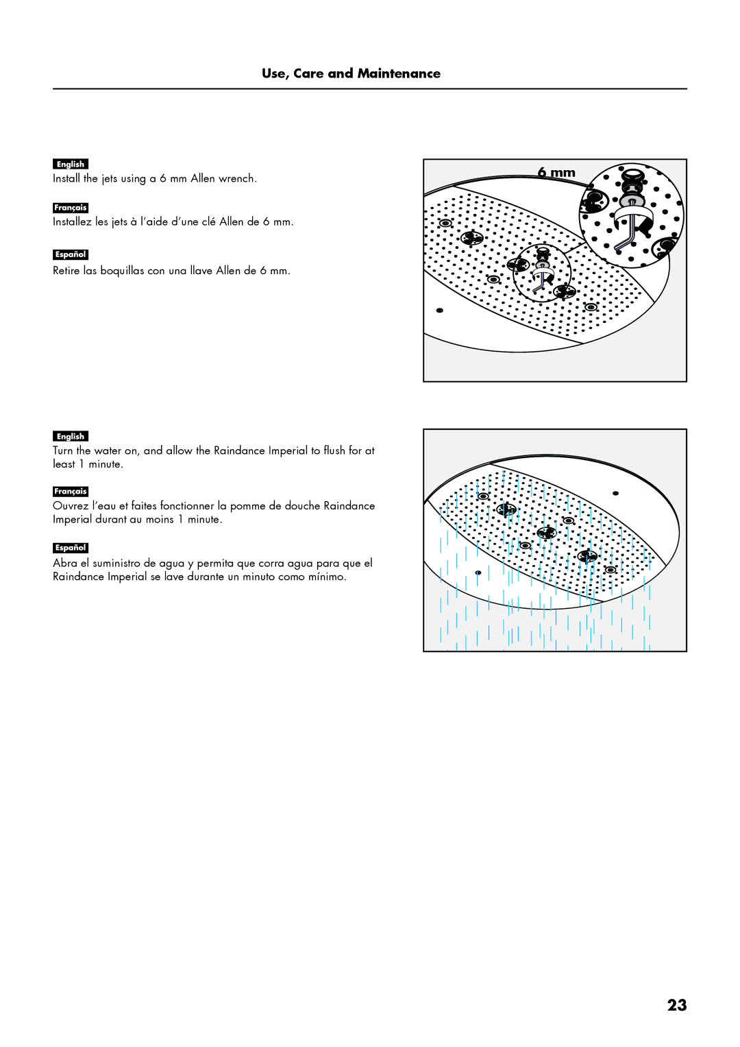 Axor 28412181, 28403001 installation instructions Use, Care and Maintenance 