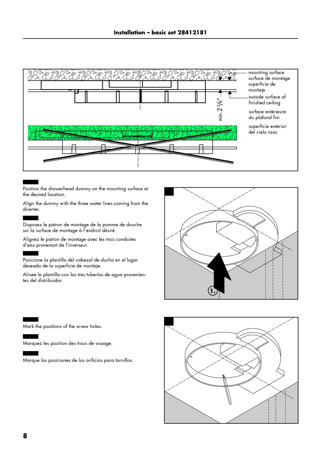 Axor 28403001, 28412181 installation instructions Installation basic set 