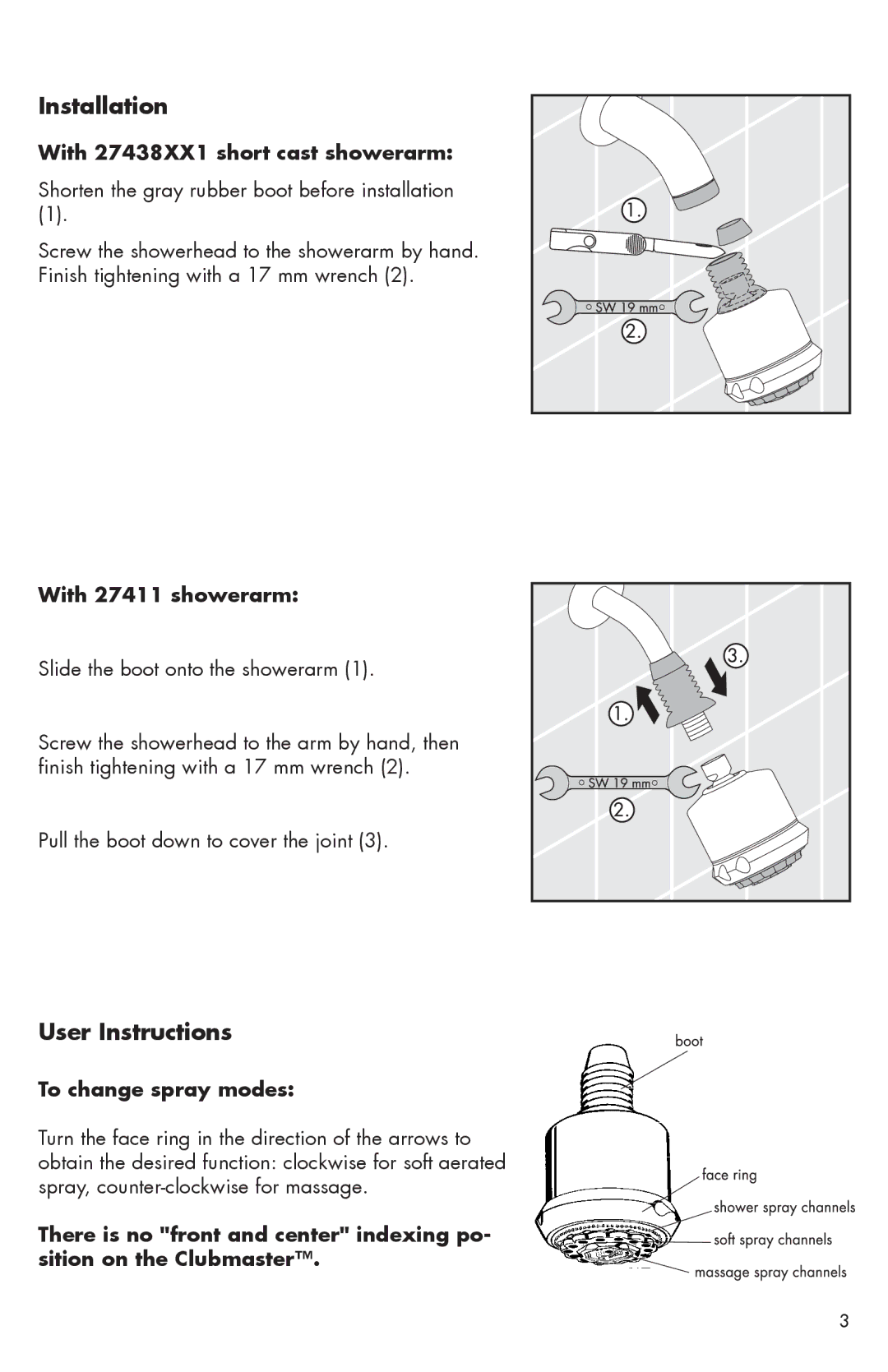 Axor 28496xx1 installation instructions Installation, User Instructions 