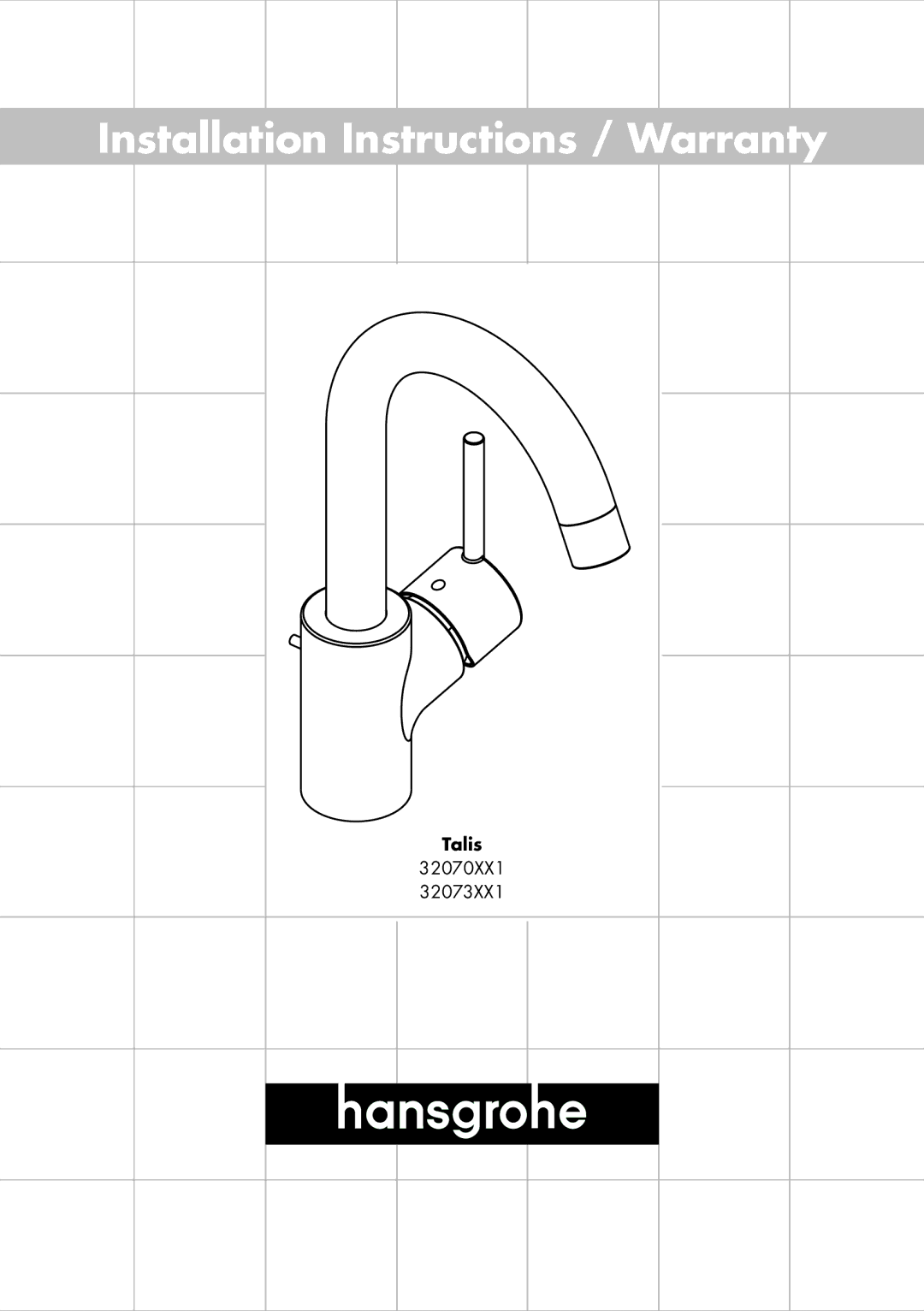 Axor 32073XX1, 32070XX1 installation instructions Installation Instructions / Warranty 