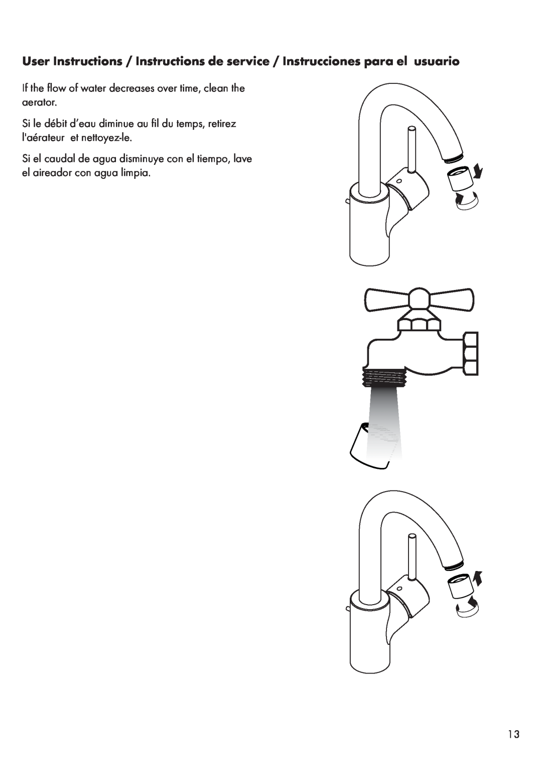 Axor 32073XX1, 32070XX1 installation instructions If the flow of water decreases over time, clean the aerator 