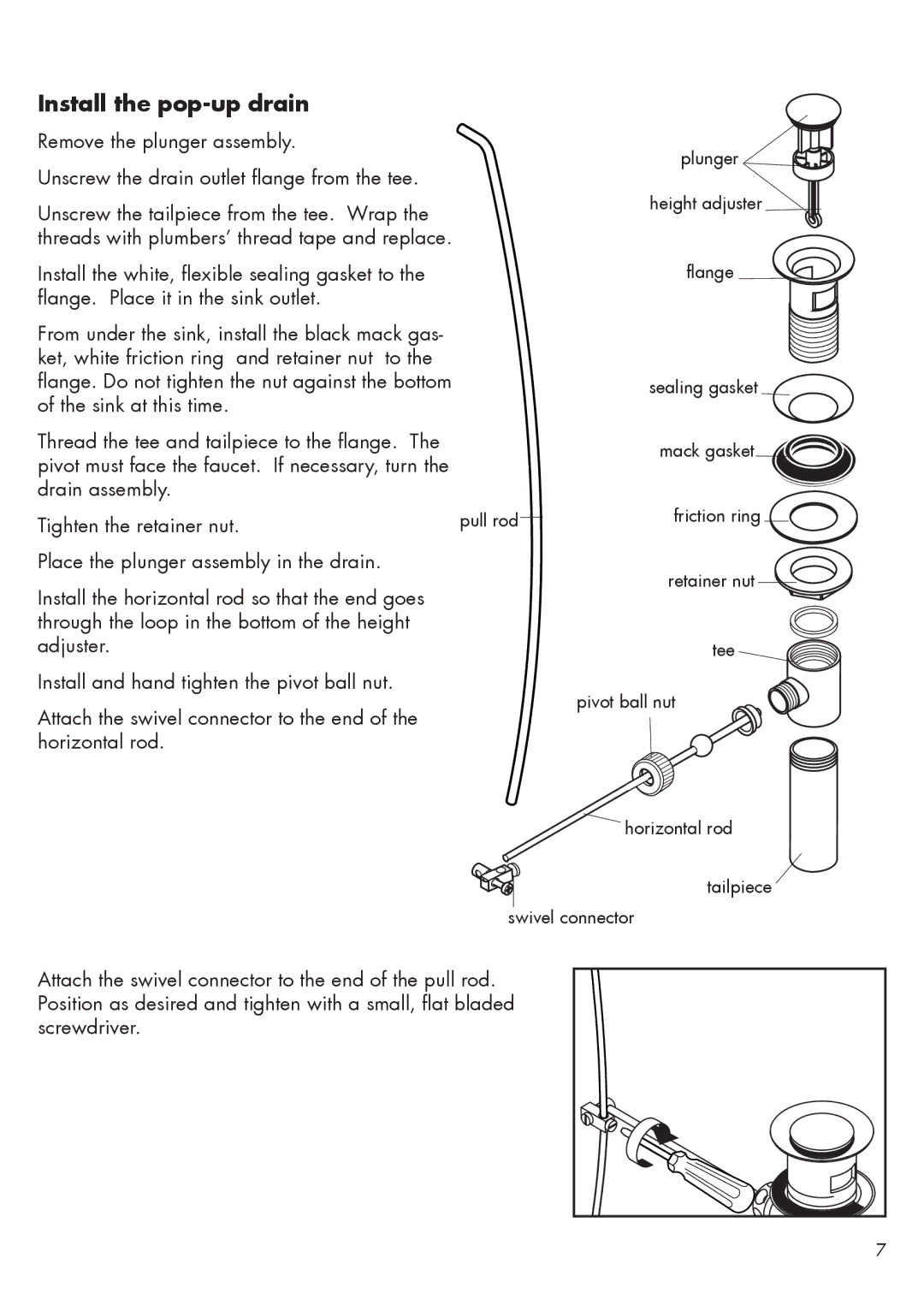 Axor 34134XX1 installation instructions Install the pop-up drain 