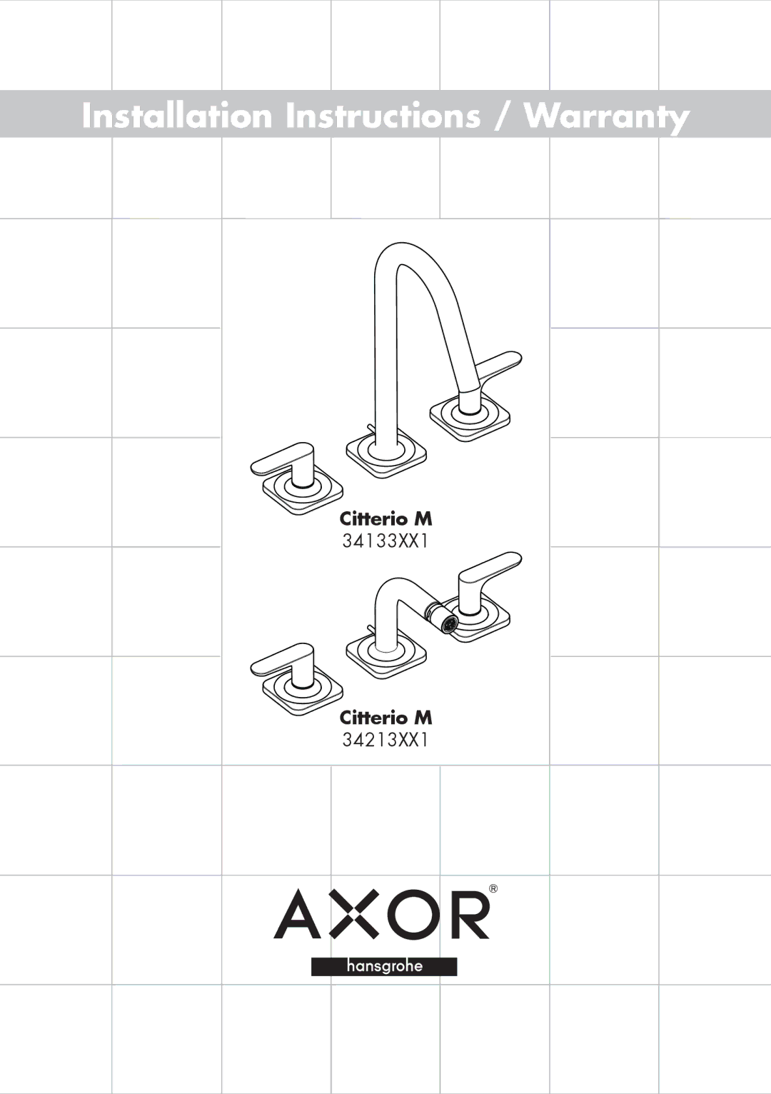 Axor 34213XX1 installation instructions Installation Instructions / Warranty, Citterio M 