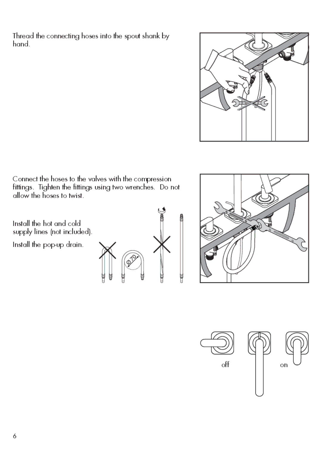 Axor 34213XX1 installation instructions Install the pop-up drain Offon 