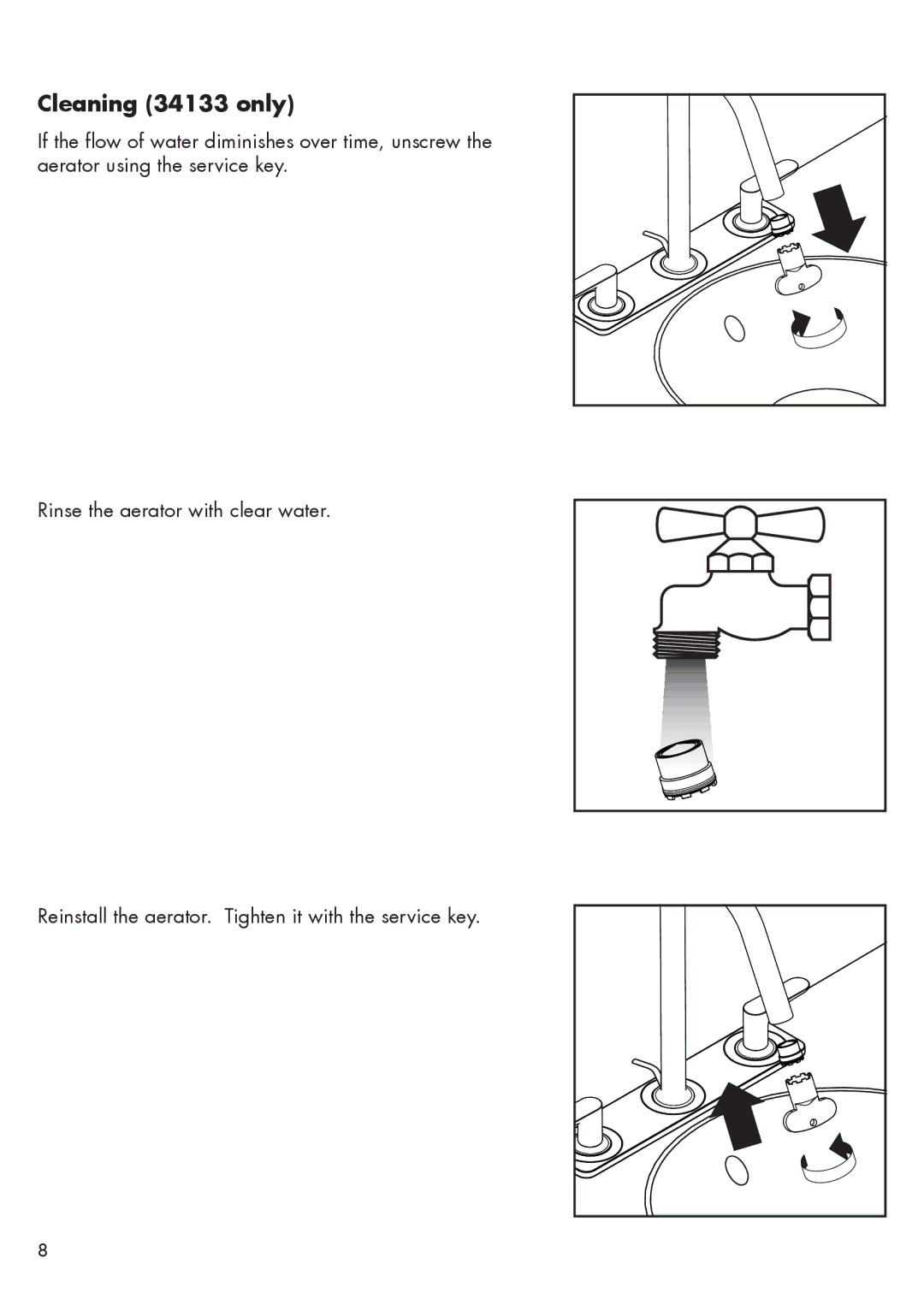 Axor 34213XX1 installation instructions Cleaning 34133 only 