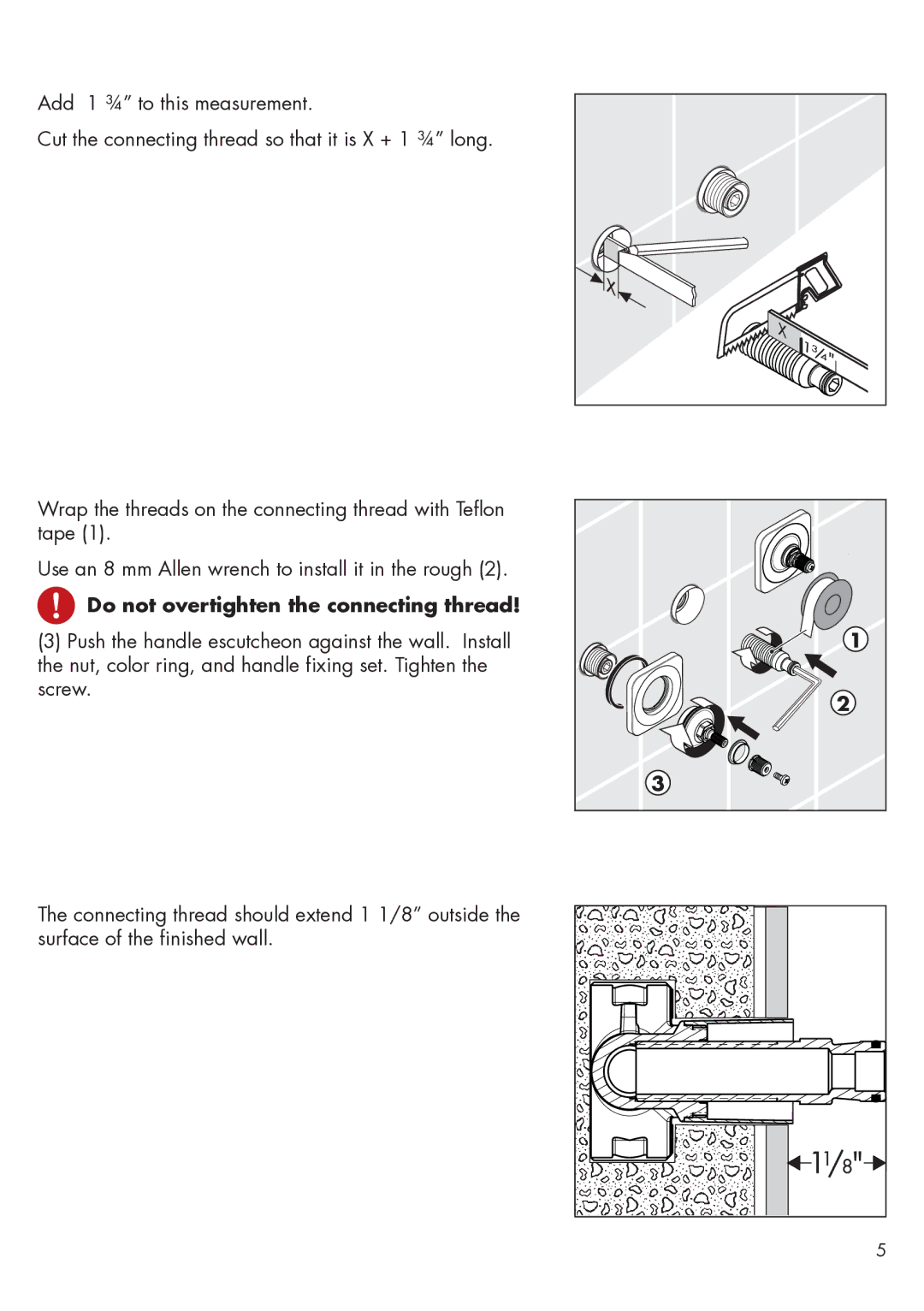 Axor 34315XX1 installation instructions Do not overtighten the connecting thread 