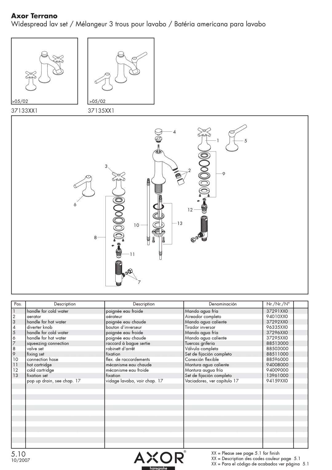 Axor 3733XX, 3735XX manual Axor Terrano, 37133XX137135XX1 