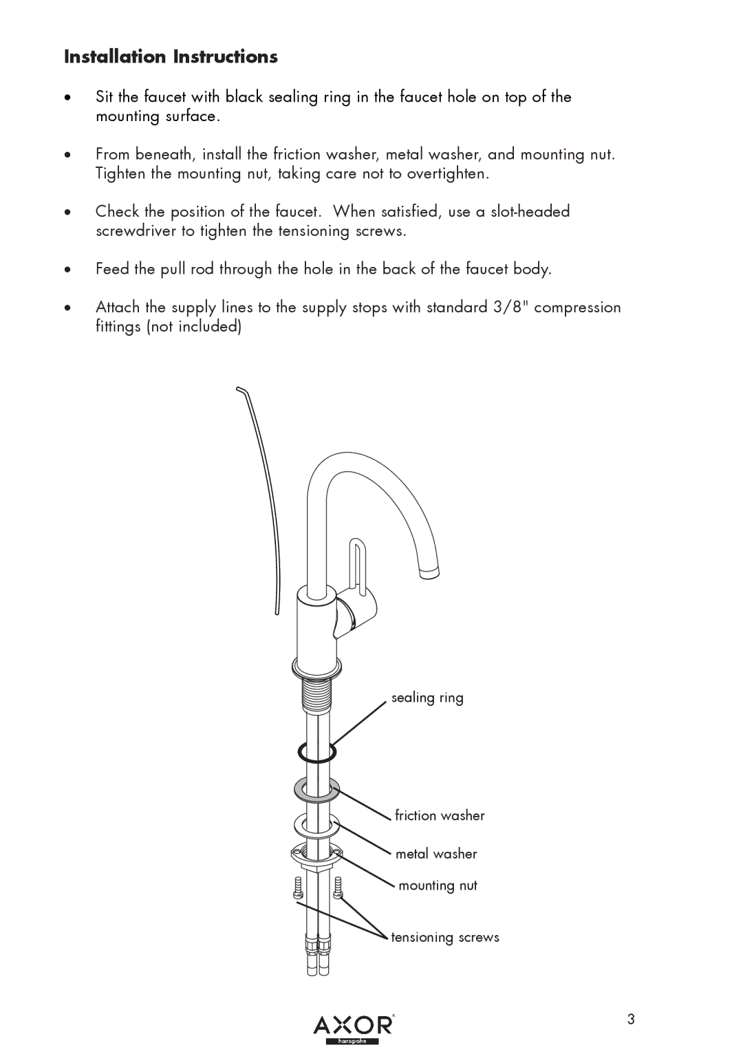 Axor 38030XX1 installation instructions Installation Instructions 