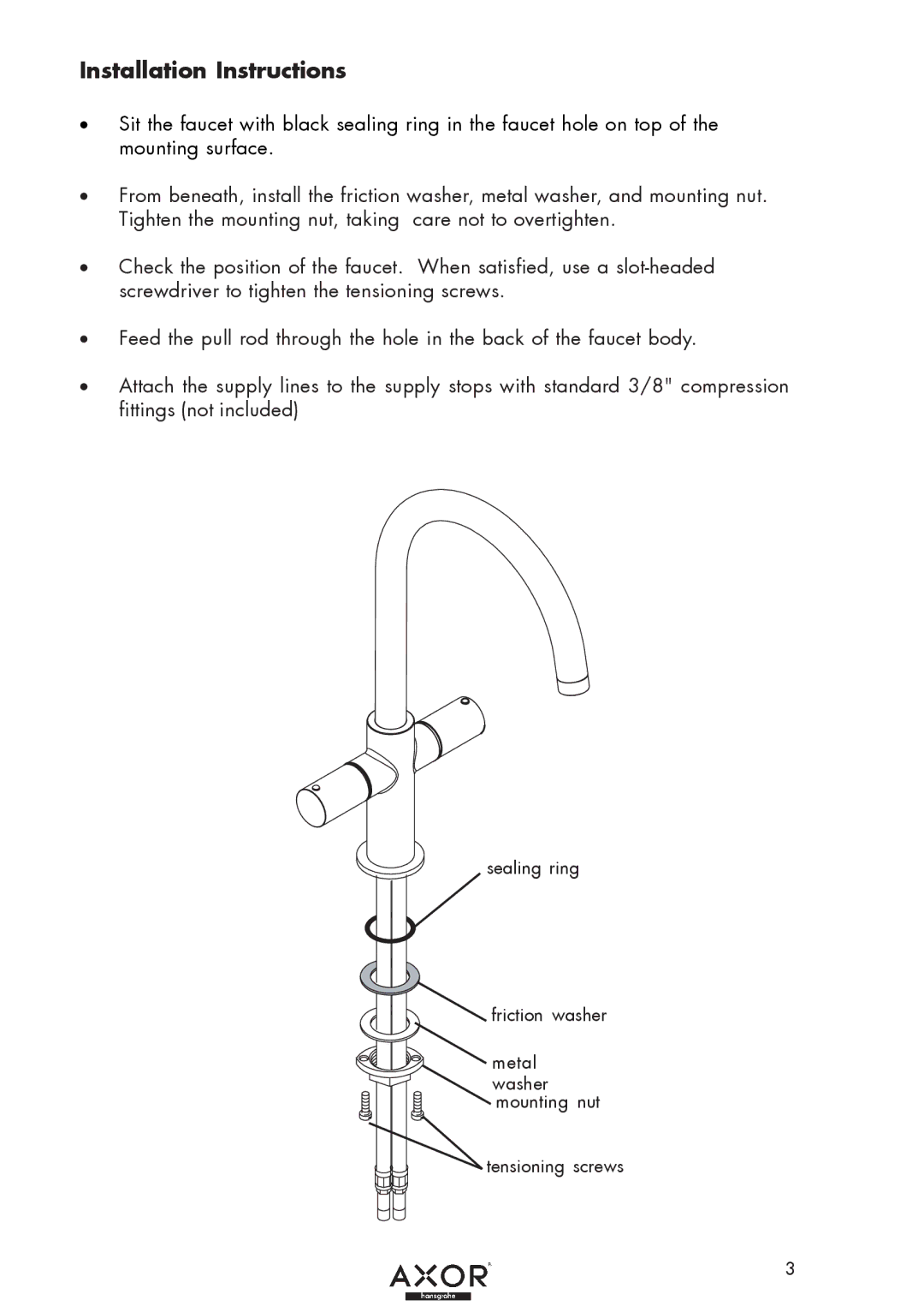 Axor 38040XX1 installation instructions Installation Instructions 