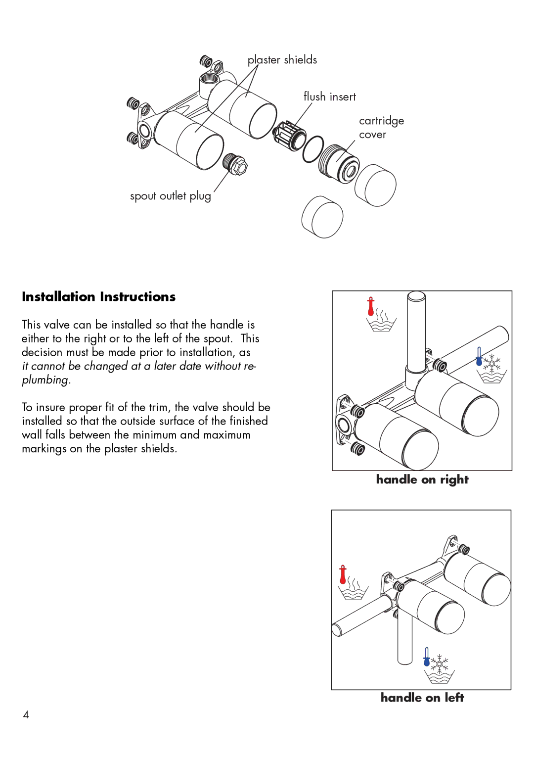 Axor 38111181 installation instructions Installation Instructions, Handle on right Handle on left 