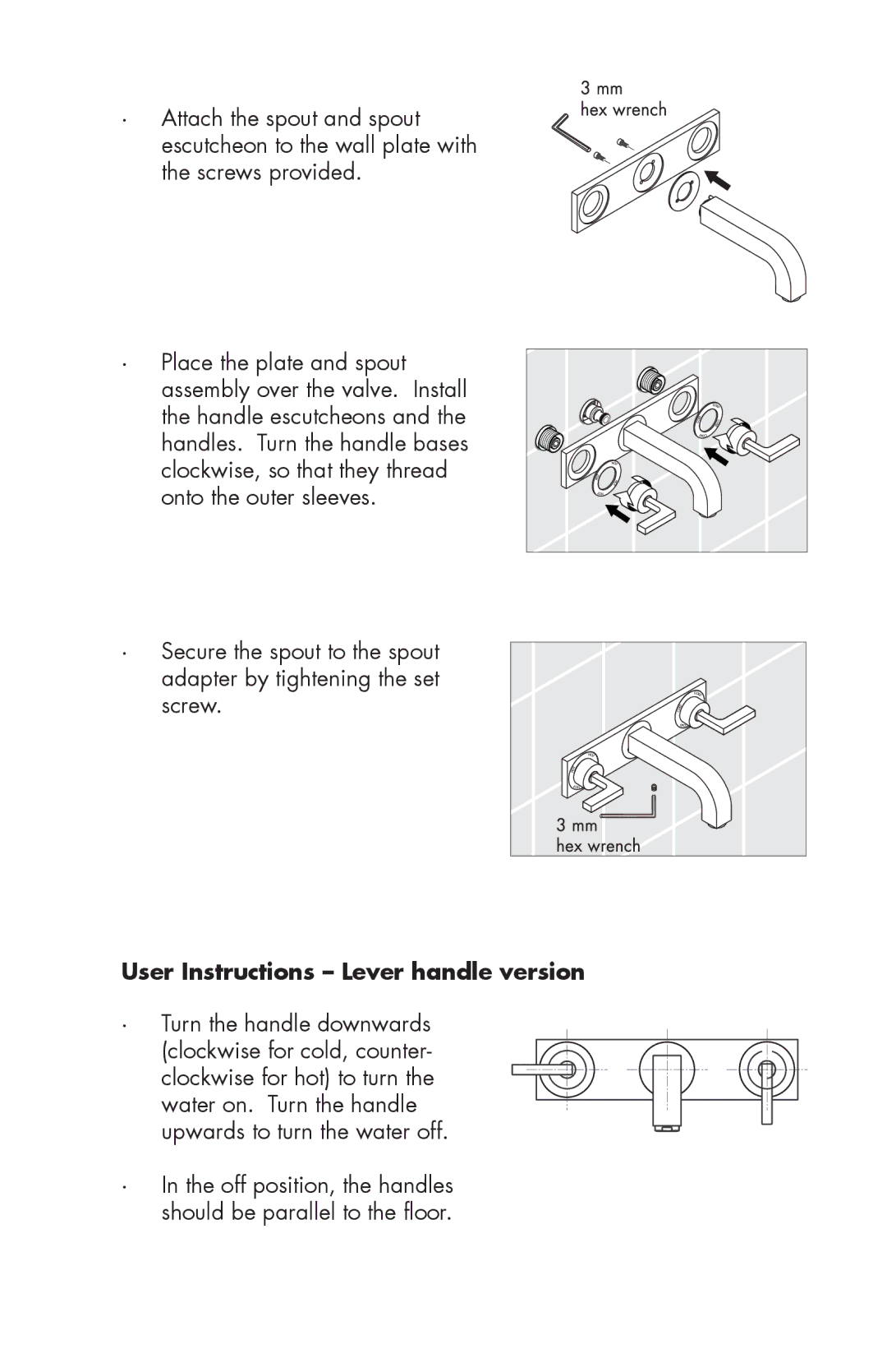 Axor 39144XX1 warranty User Instructions Lever handle version 