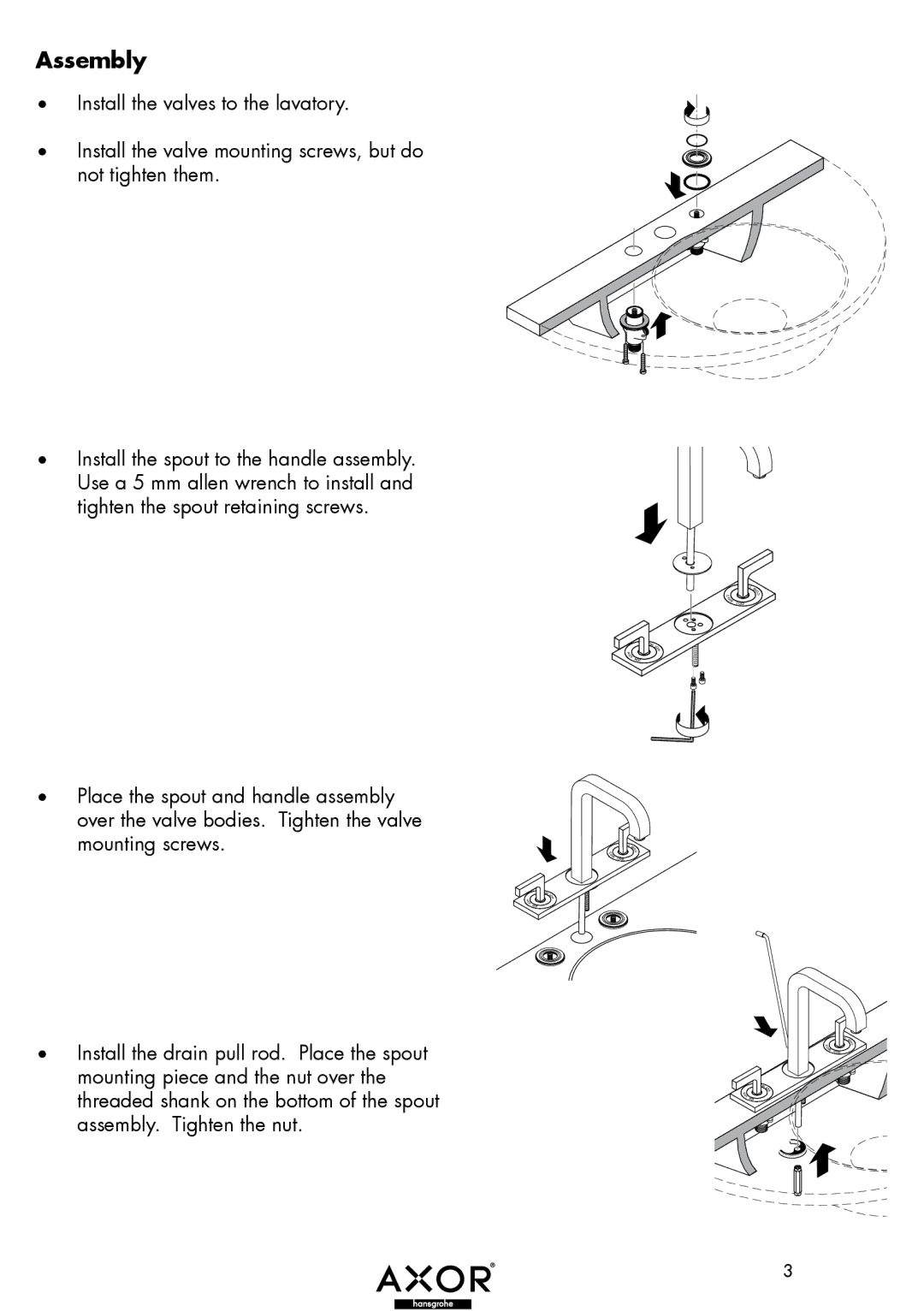 Axor 39236XX1, 39136XX1, 39156XX1 installation instructions Assembly 