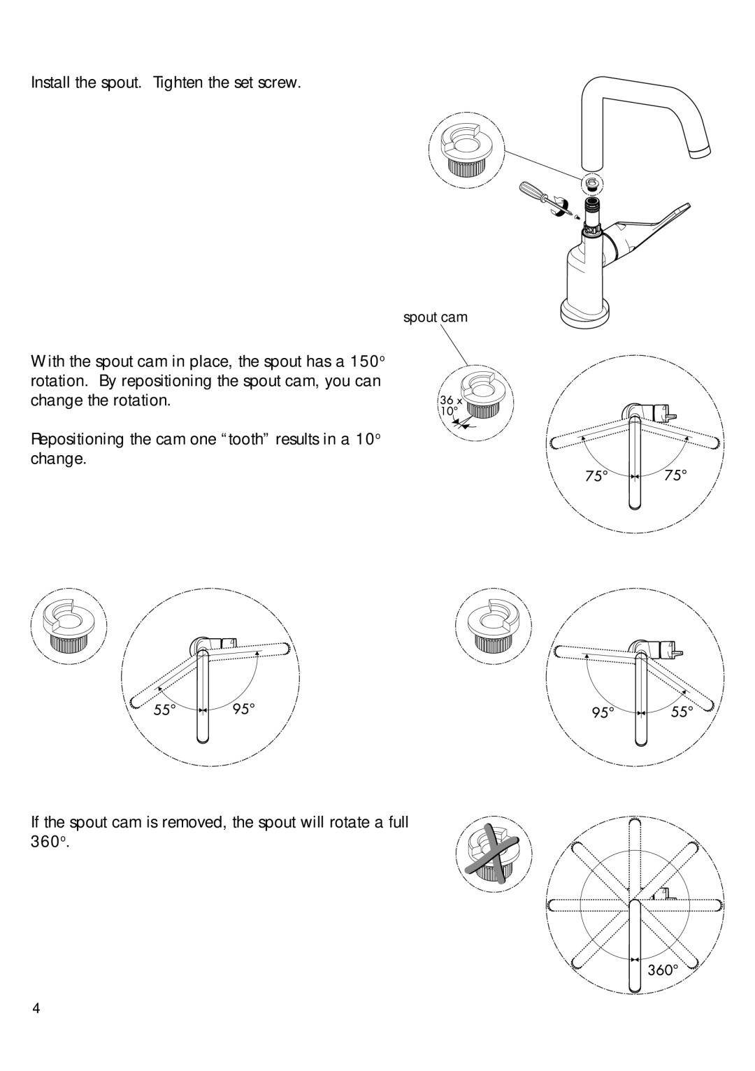 Axor 39850XX1 installation instructions Install the spout. Tighten the set screw 