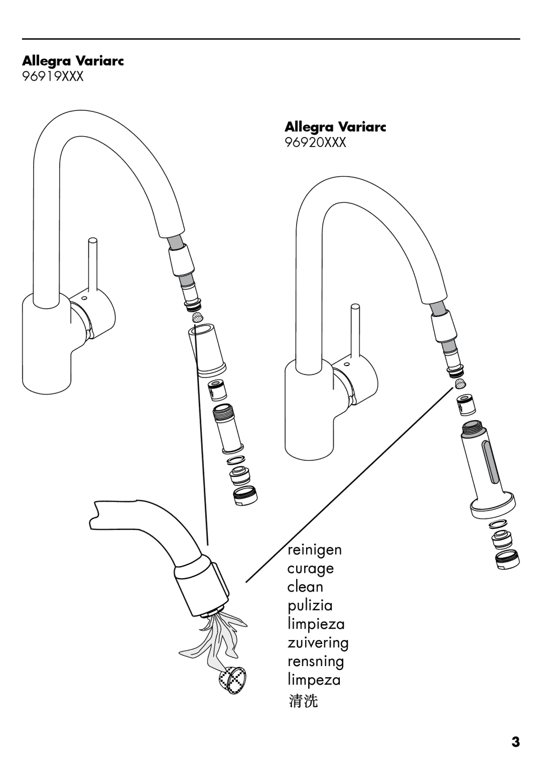 Axor 35832800, 97999000, 98719000, 96920XXX, 14892XXX, 14893XXX, 35893800, 96919XXX manual Allegra Variarc 