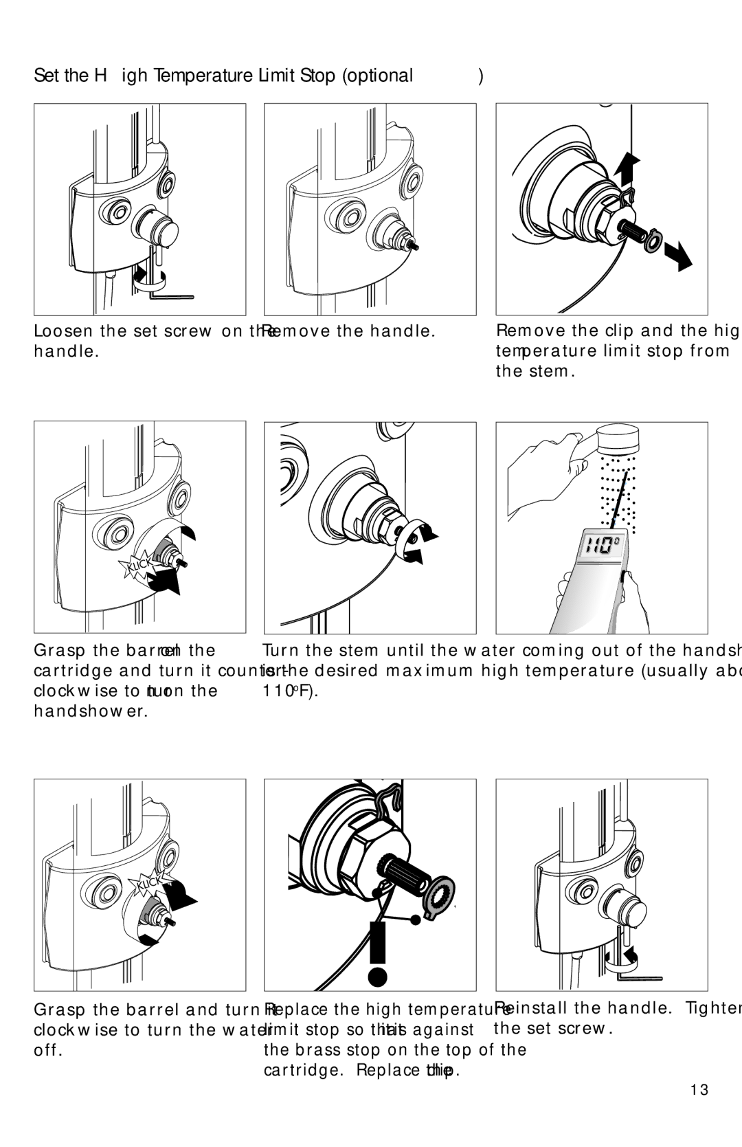 Axor Showerpanel installation instructions Set the High Temperature Limit Stop optional 