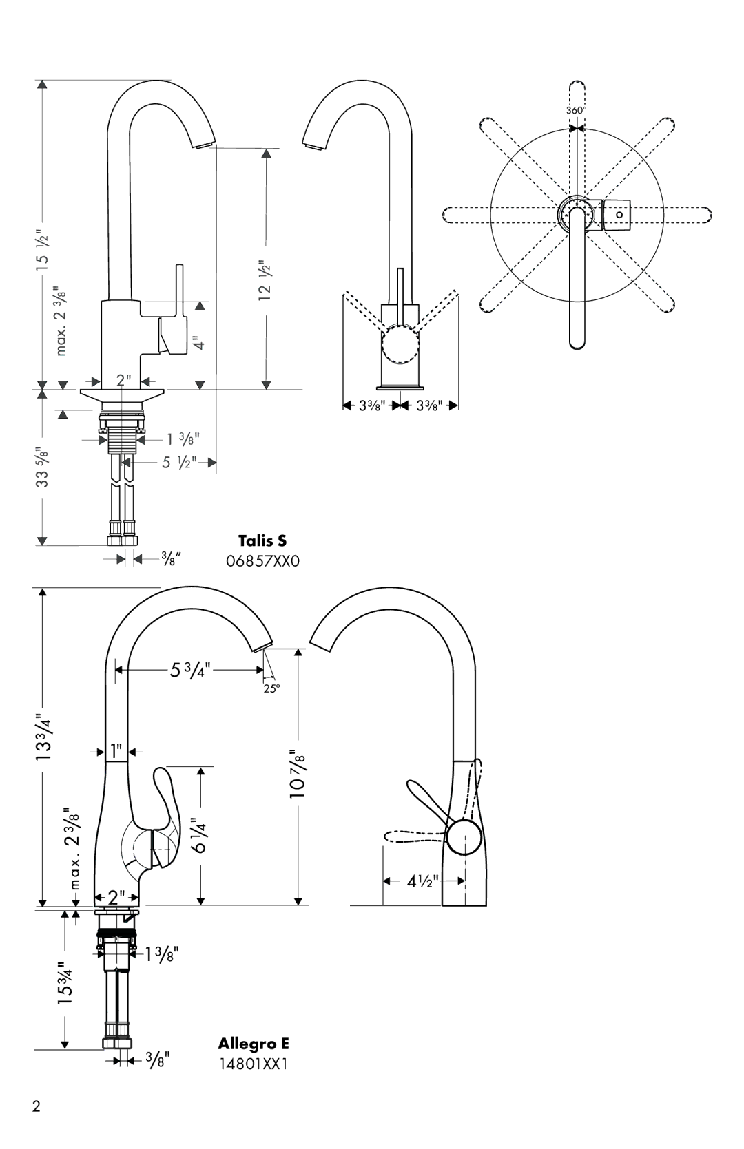 Axor Talis S 04287XX0, Talis C 04217XX0, Allegro E 14801XX1 installation instructions Talis S 06857XX0 Allegro E 