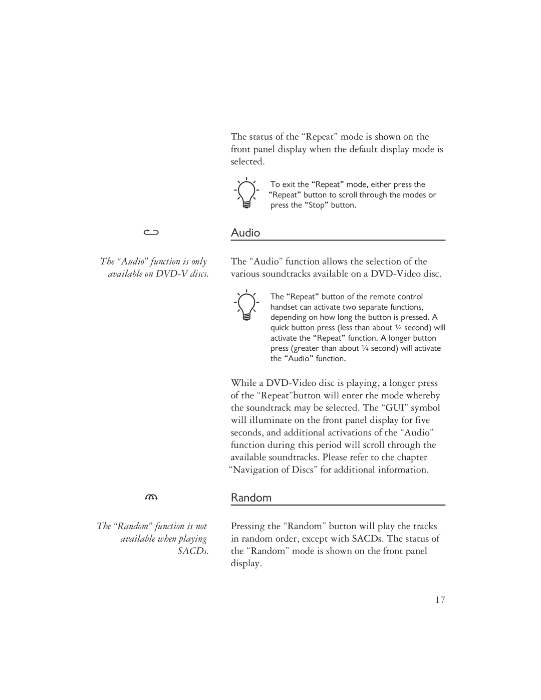 Ayre Acoustics C-5xe owner manual Audio, Random 