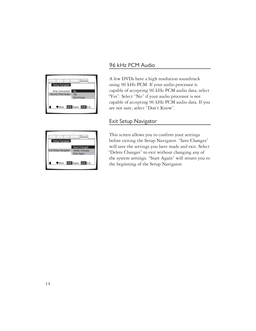 Ayre Acoustics DX-7 owner manual KHz PCM Audio, Exit Setup Navigator 