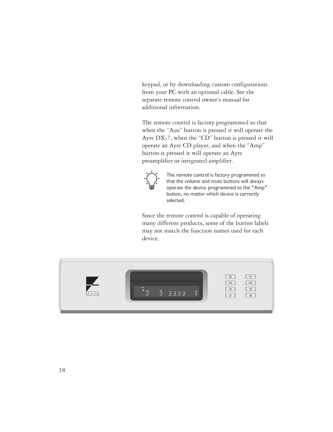 Ayre Acoustics DX-7 owner manual R e 