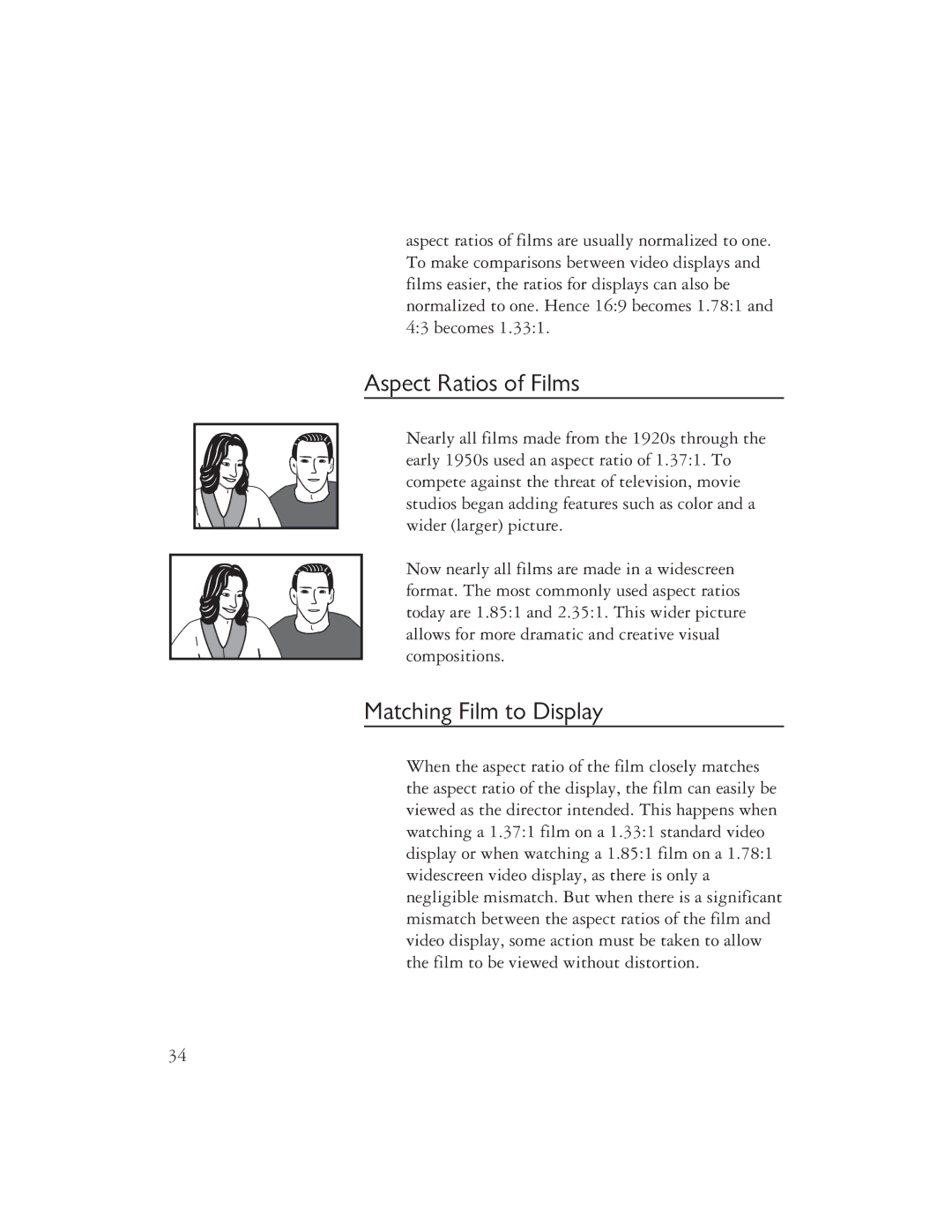 Ayre Acoustics DX-7 owner manual Aspect Ratios of Films, Matching Film to Display 