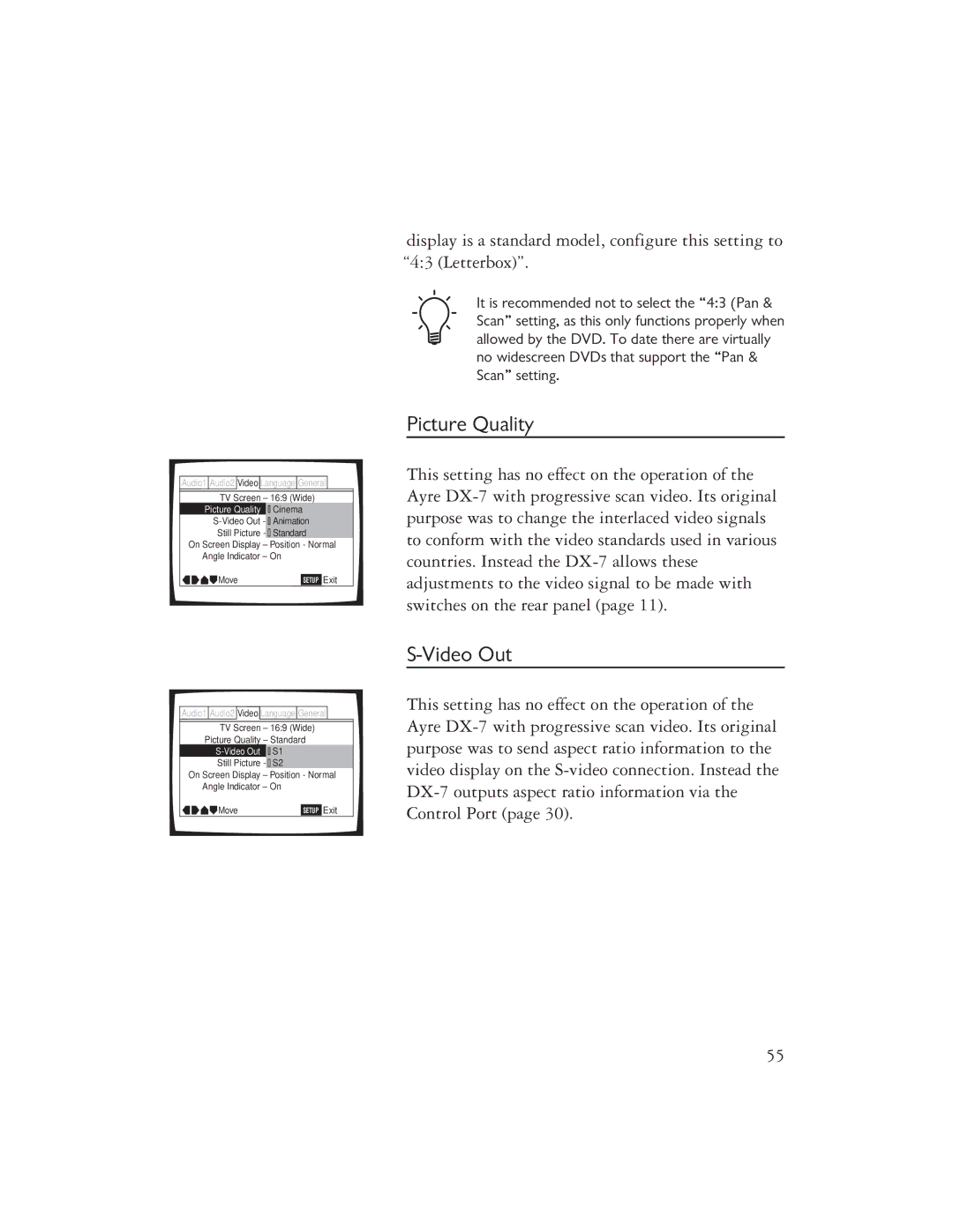 Ayre Acoustics DX-7 owner manual Picture Quality, Video Out 