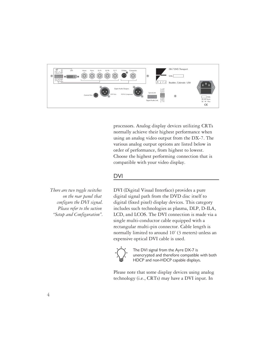 Ayre Acoustics DX-7 owner manual Dvi 