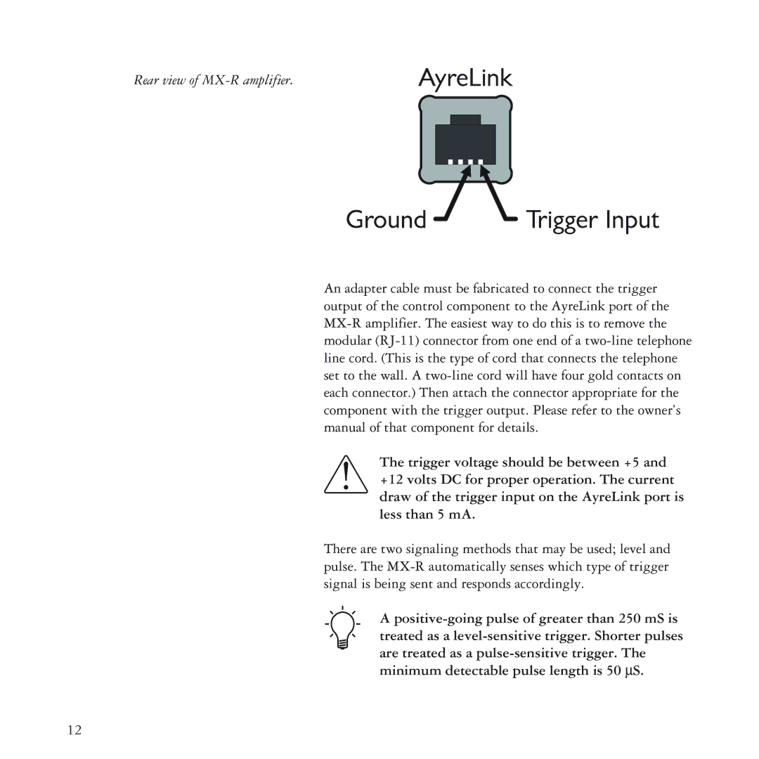 Ayre Acoustics manual Rear view of MX-R amplifier 