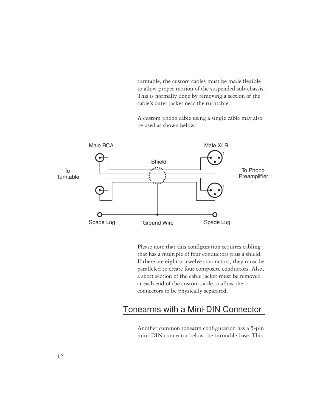 Ayre Acoustics P-5XE owner manual Tonearms with a Mini-DIN Connector 