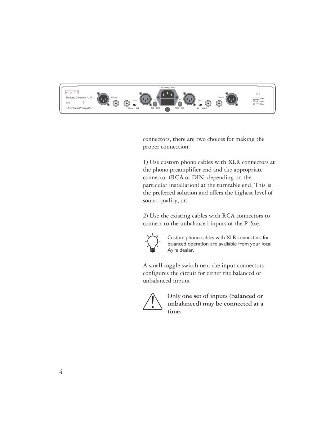 Ayre Acoustics P-5XE owner manual R e 