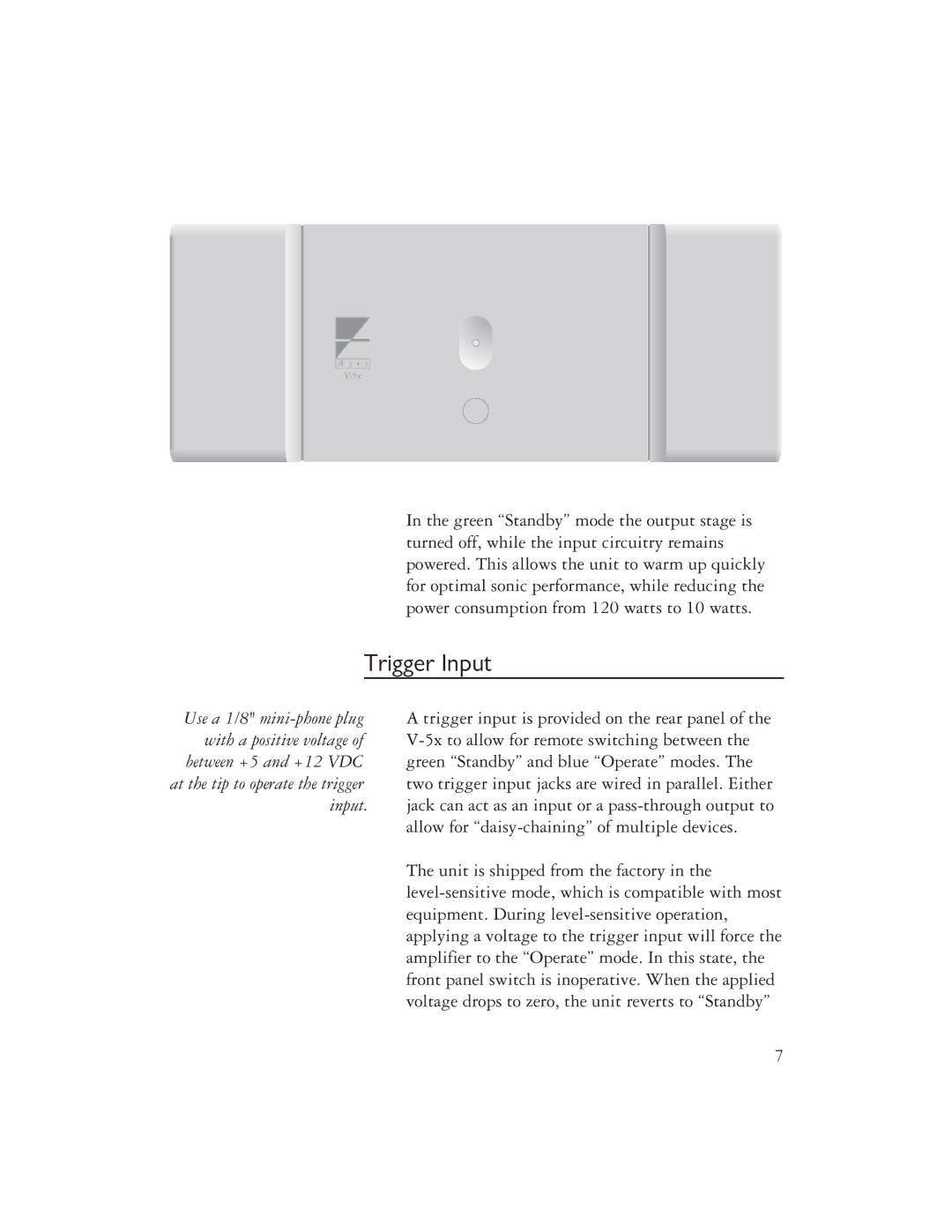 Ayre Acoustics V-5x owner manual Trigger Input 