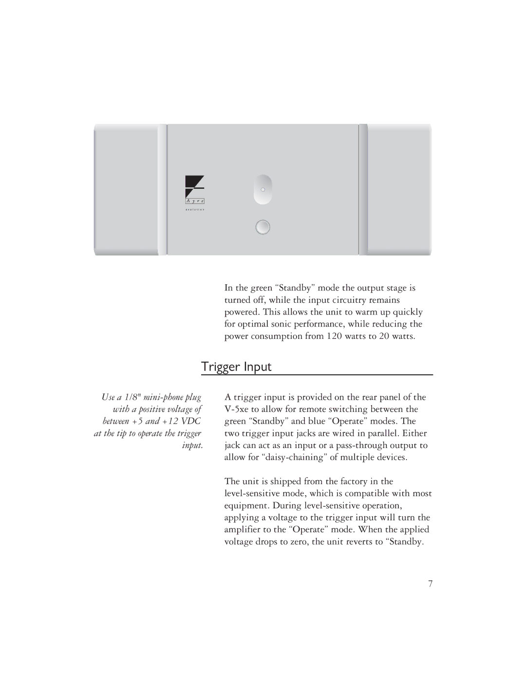 Ayre Acoustics V-5XE owner manual Trigger Input 