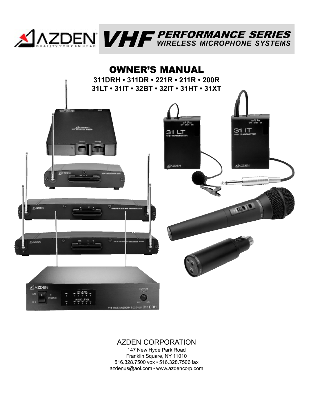 Azden 32BT, 31 HT, 221R, 311DRH, 31 LT manual VHF Performance Series 