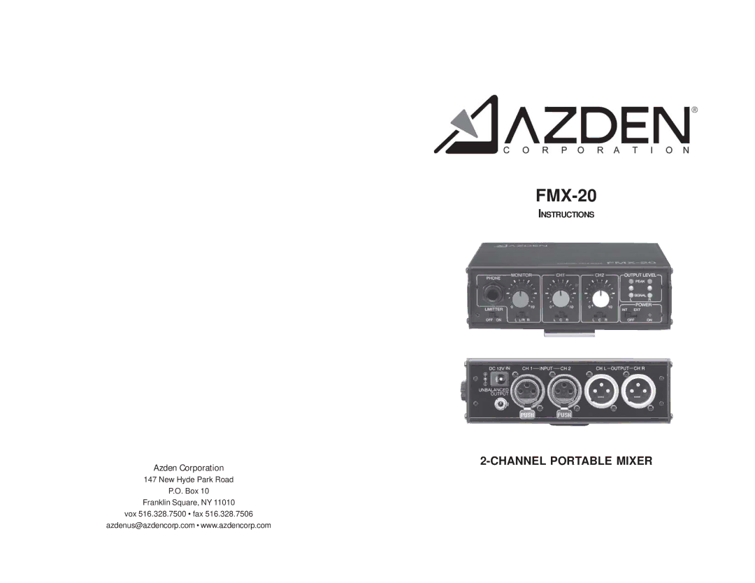 Azden FMX-20 manual 