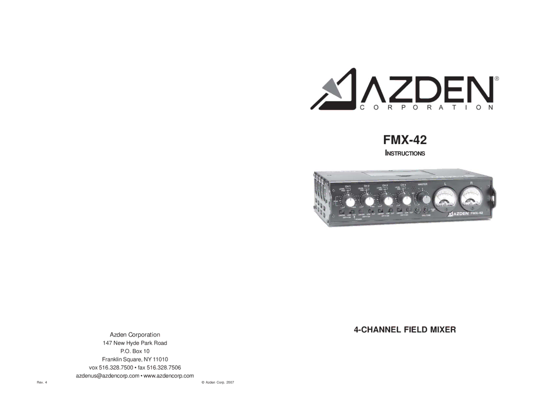 Azden FMX-42 manual 