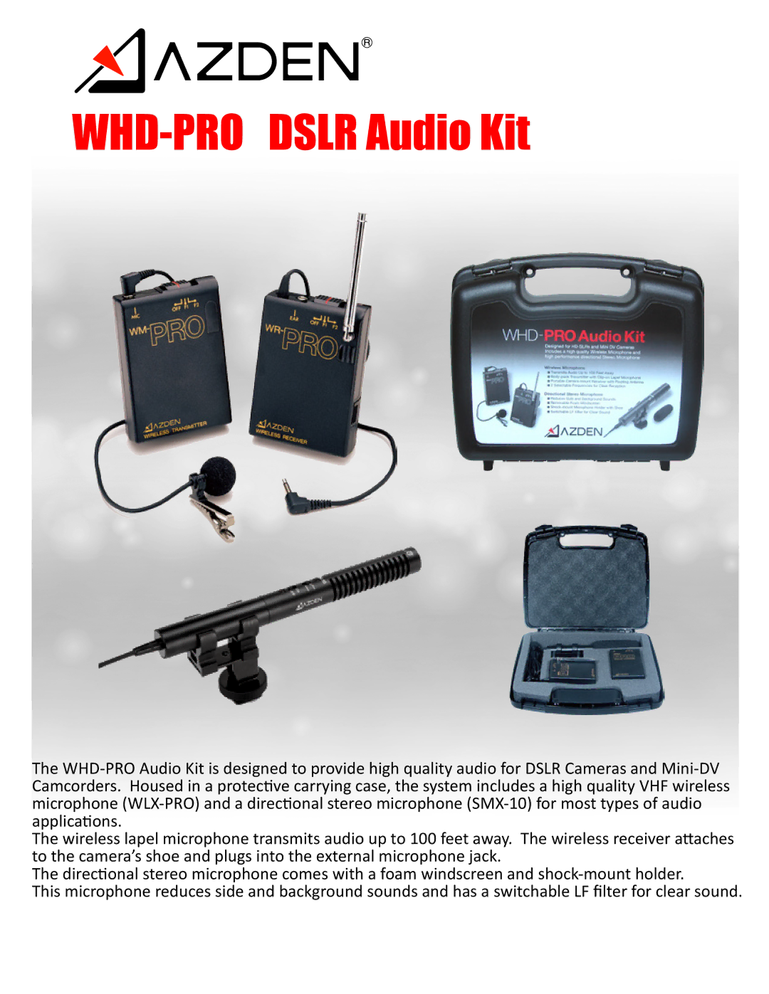 Azden WHDPRO manual WHD-PRO Dslr Audio Kit 