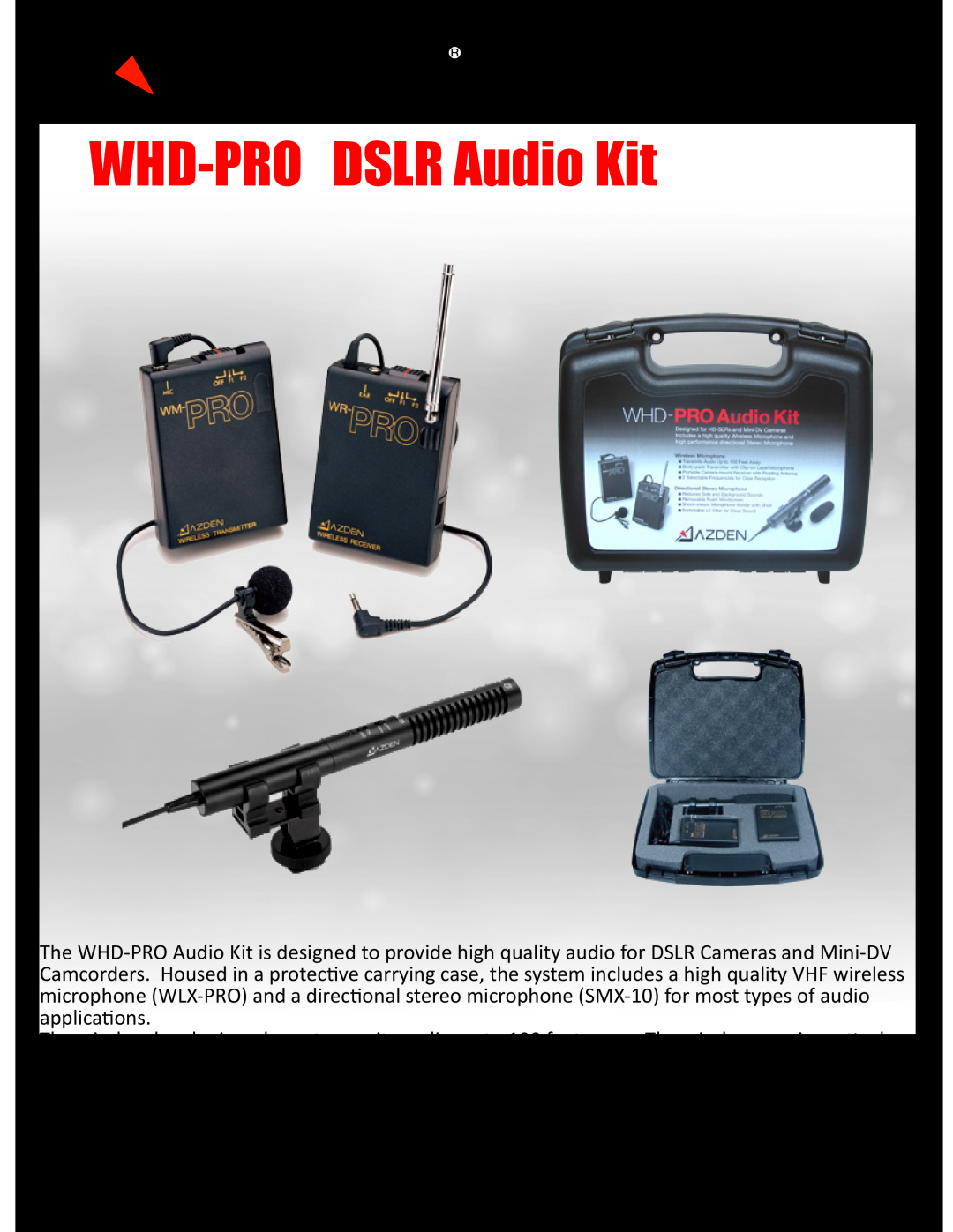 Azden WHDPRO manual WHD-PRO DSLR Audio Kit 