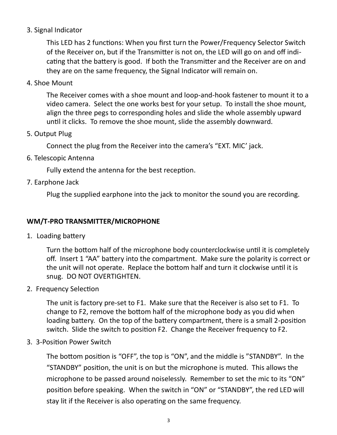 Azden WLTPRO instruction manual Wm/T-Pro Transmitter/Microphone 