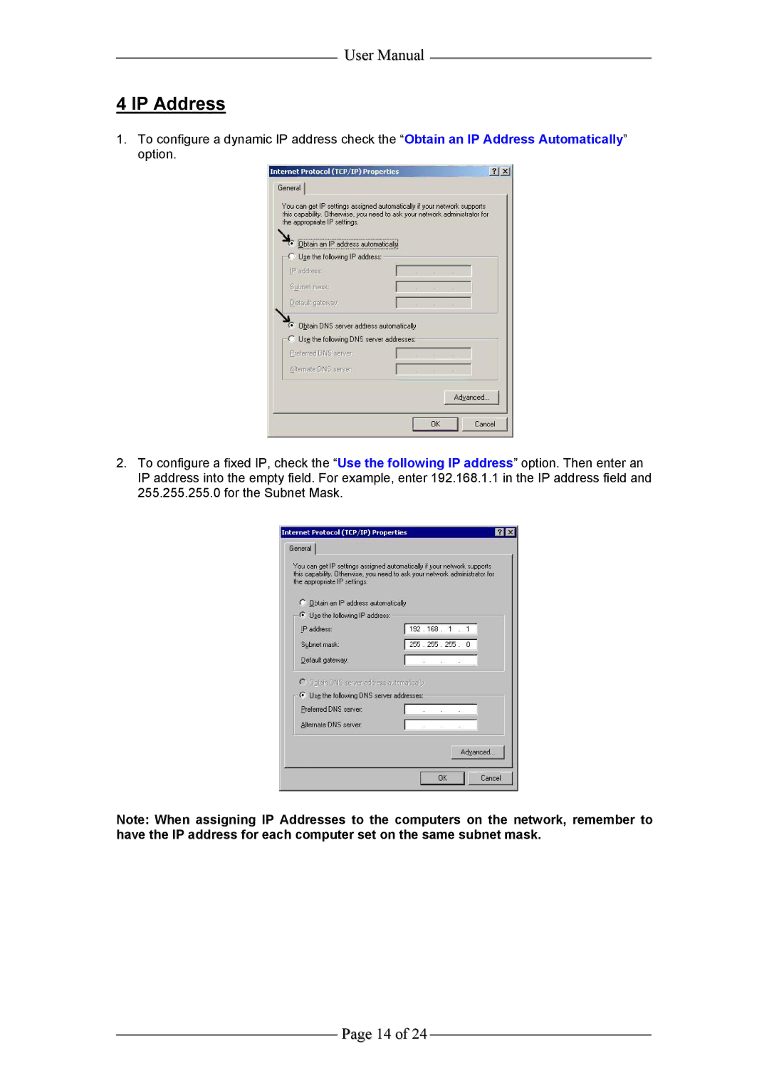 Aztech Systems WL630PCI user manual IP Address 